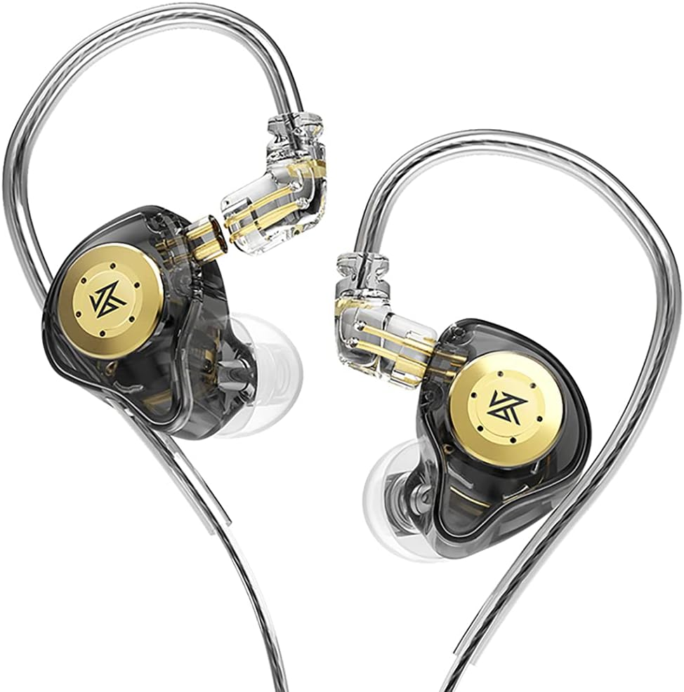 ERJIGO Edxpro KZ EDX In-Ear Monitors, Hifi Stereo Stage/Studio IEM Wired Noise Isolating Sport Earphones/Earbuds/Headphones with Detachable Cable 2Pin for Musician Audiophile (With Mic, Transparent)