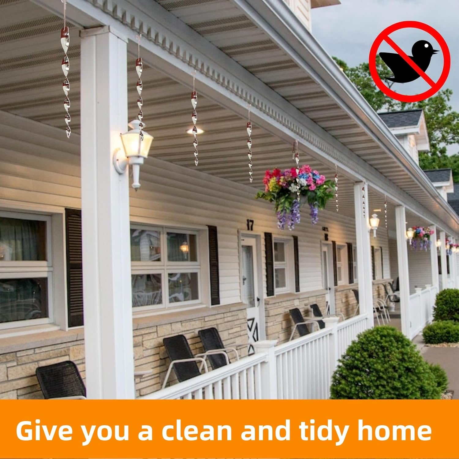 Wlzll Bird Deterrent Kit &ndash; 6 Reflective Scare Rods & 80M Reflective Tape &ndash; Visual Bird Repellent for Gardens, Trees & Roofs (Repels Pigeons, Woodpeckers & More) image number 4