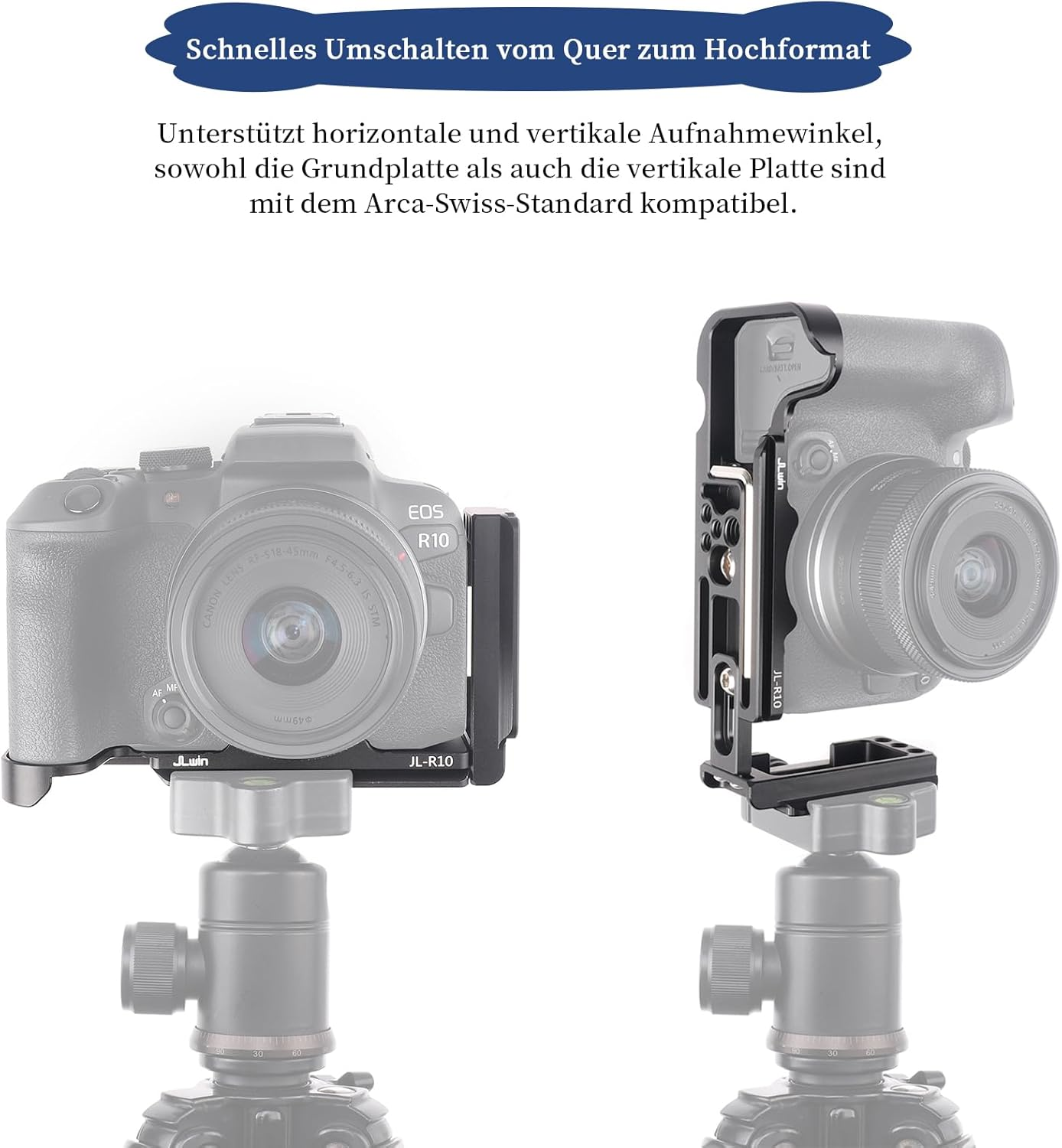 FOTGA Quick Release Plate L-Shaped Bracket L-Bracket Vertical Expandable Plate for Canon EOS R10 Camera, Compatible with DJI Ronin RS2/RSC2/RS3/RS3 Pro/Rs3 Mini Stabiliser Arca Swiss image number 6