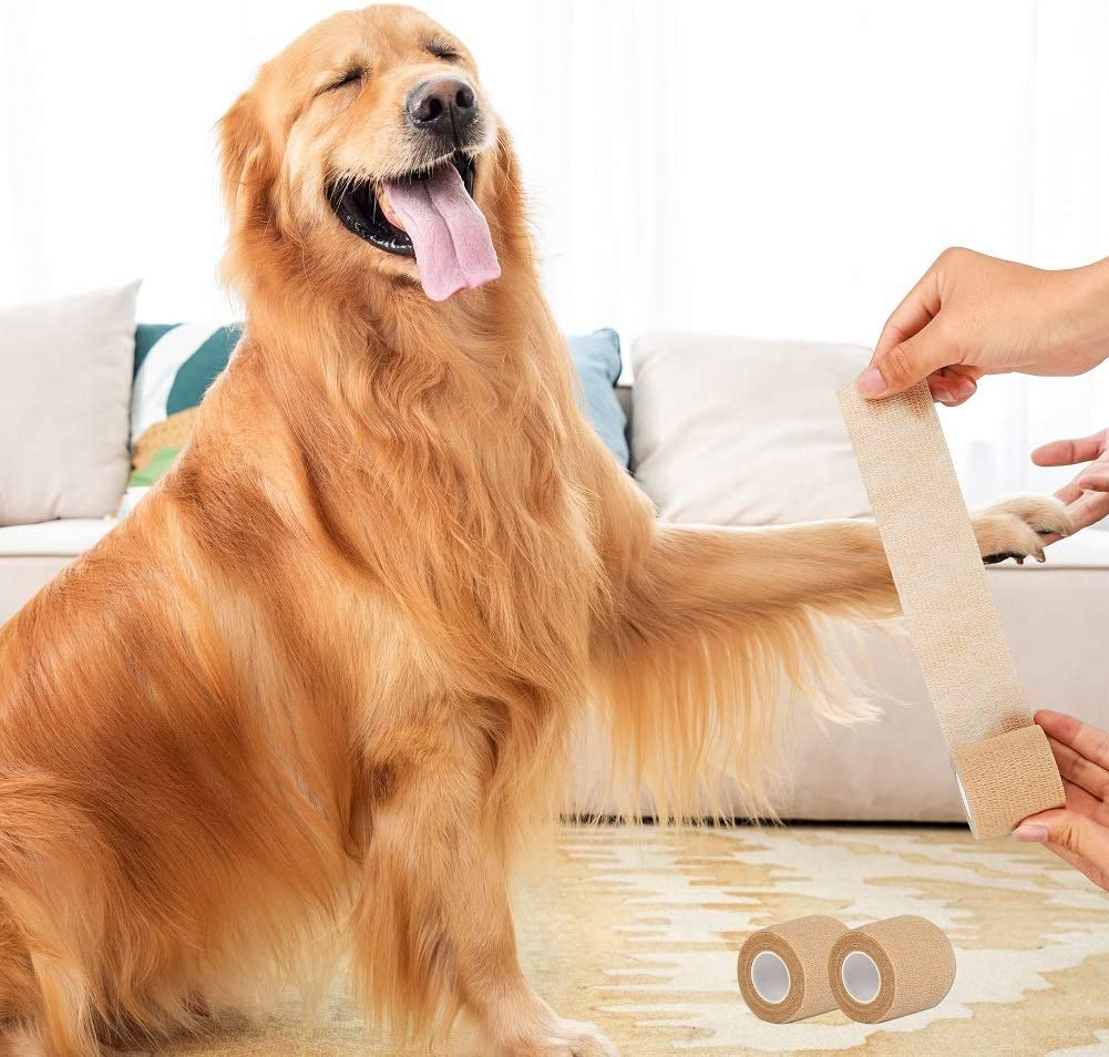 Self Adherent Cohesive Wrap Bandages 2 Inches X 5 Yards, 12 Count, First Aid Tape, Elastic Self Adhesive Tape, Athletic, Sports Wrap Tape, Bandage Wrap for Sports, Wrist, Skin Colour Athletic Tape image number 5