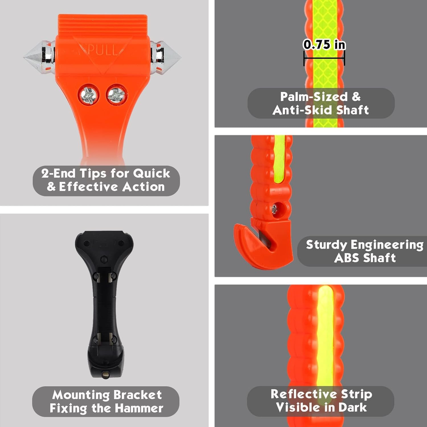 Mortime 6 Pack Car Safety Hammer Window Breaker, Car Emergency Escape Tool, Window Hammer Seat Belt Cutter image number 1