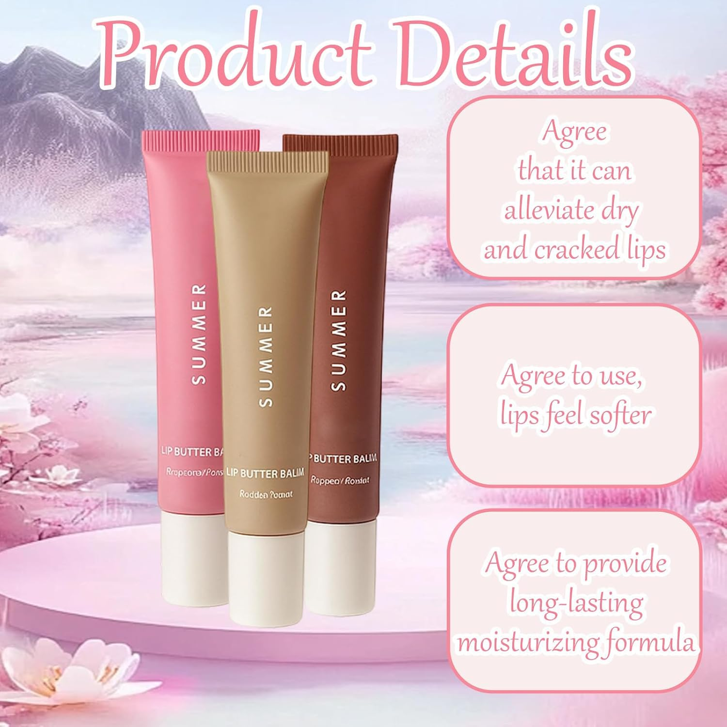 3PCS Summer Lip Balm Set, Tinted Lip Balm for Daily Hydration, Nourishing Lip Mask with Sheer Finish, Lip Gloss Collection for Soft and Supple Lips image number 3