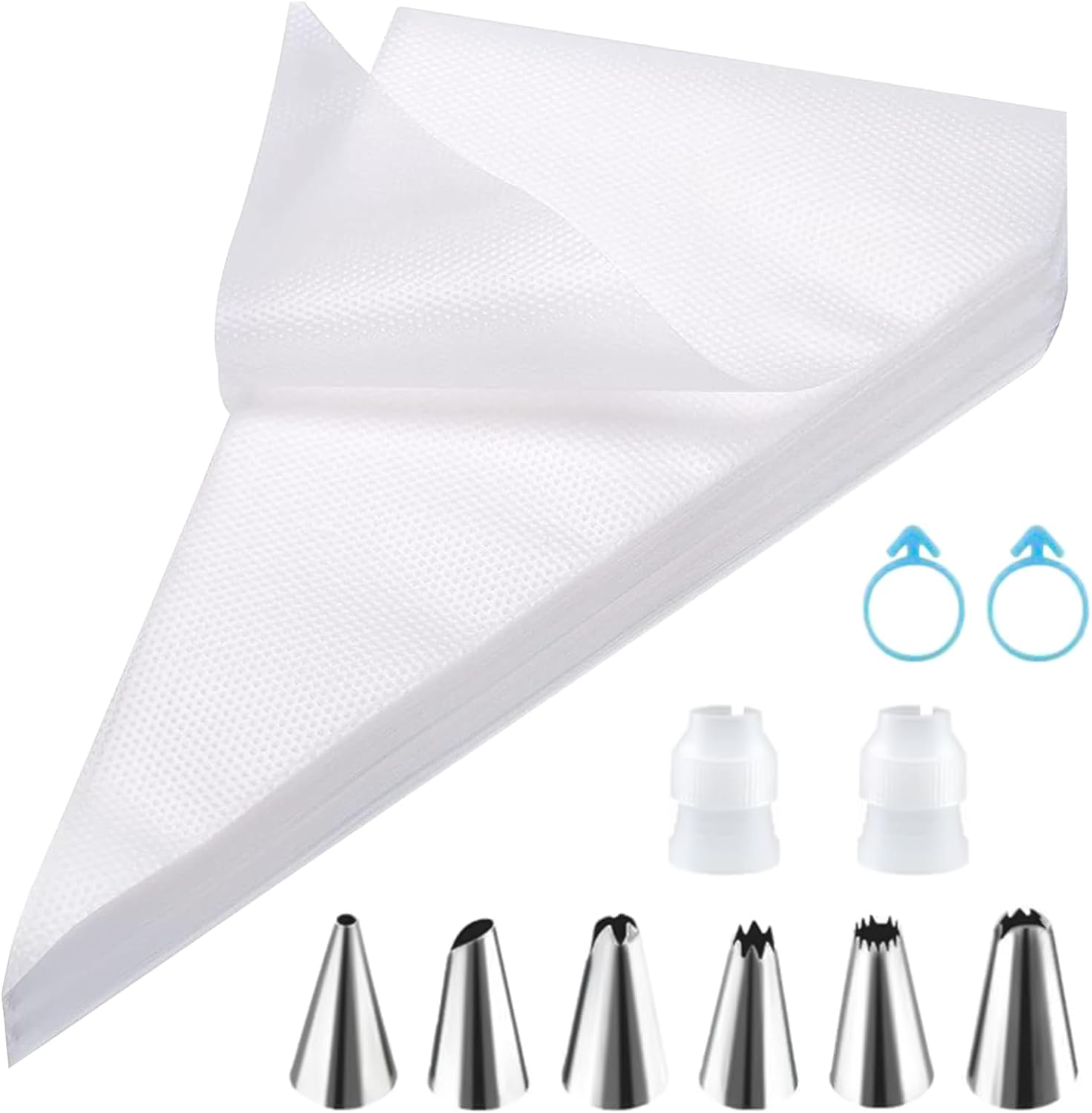 110Pcs Piping Bags and Nozzles,Cake Decorating Disposable Piping Bag with Stainless Converter for DIY Decorating Cakes and Cupcakes ﻿ image number 3