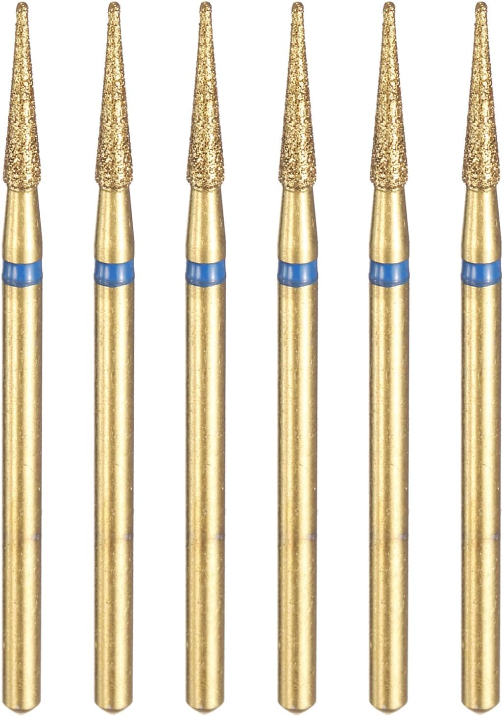 Sourcing Map 6Pcs 120-140 Grits Diamond Grinding Bit 2.2Mm Tapered Head 2.35Mm Shank 10Mm Length Titanium Plated Stone Sanding Drill Bits Rotary Tool for Nails Grinding Polishing image number 4