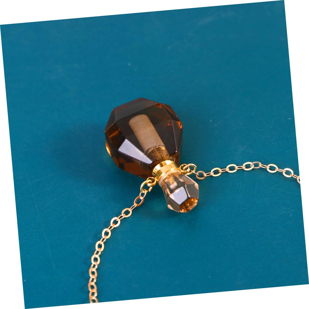 STOBAZA 2Pcs Natural Crystal Fluorite Perfume Bottle Pendant Necklace Essential Oil Container Metal Chain for Perfume Atomizer Bottle and Home Decorative Accessories image number 5