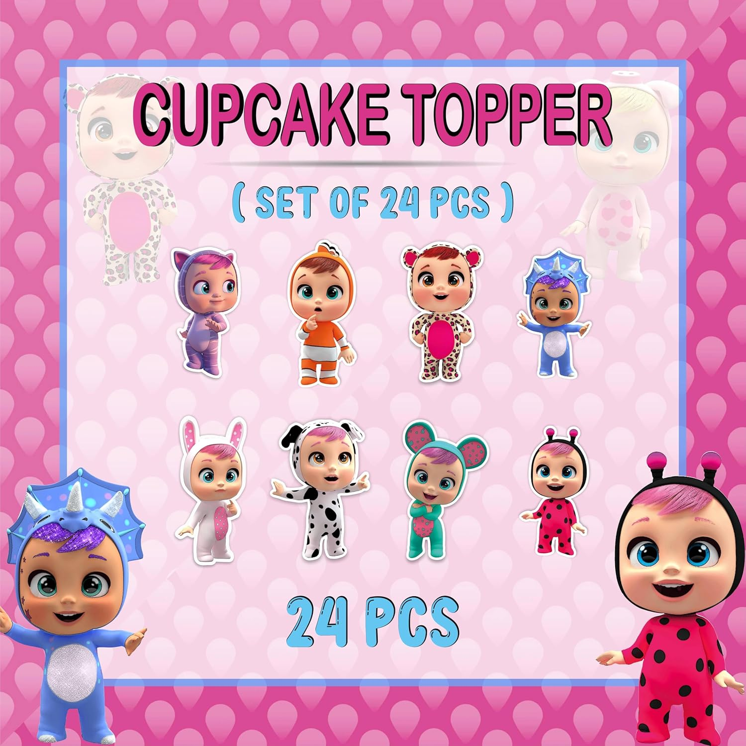 Cry Babes Cupcake Toppers &ndash; Cute Baby Doll-Inspired Party Decorations for Girls Birthday, Baby Shower, Toy-Themed Celebration or Kids Party Favors image number 5