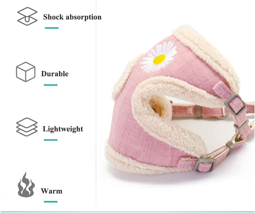 IDOLPET Cat Harness and Leash Set for Walking - Escape Proof, Cute Daisy Design for Kittens and Small Dogs, Comfortable Soft Lightweight Outdoor Vest (Pink Plush, Small) image number 5