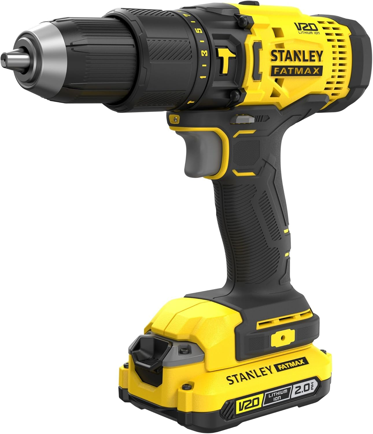 STANLEY FATMAX V20 | 18V Cordless Hammer Drill/Driver Kit - 2-Speed 50 Nm Torque, 13 Mm Chuck for DIY Drilling & Fastening, 2.0 & 4.0 Ah Batteries & Charger image number 1