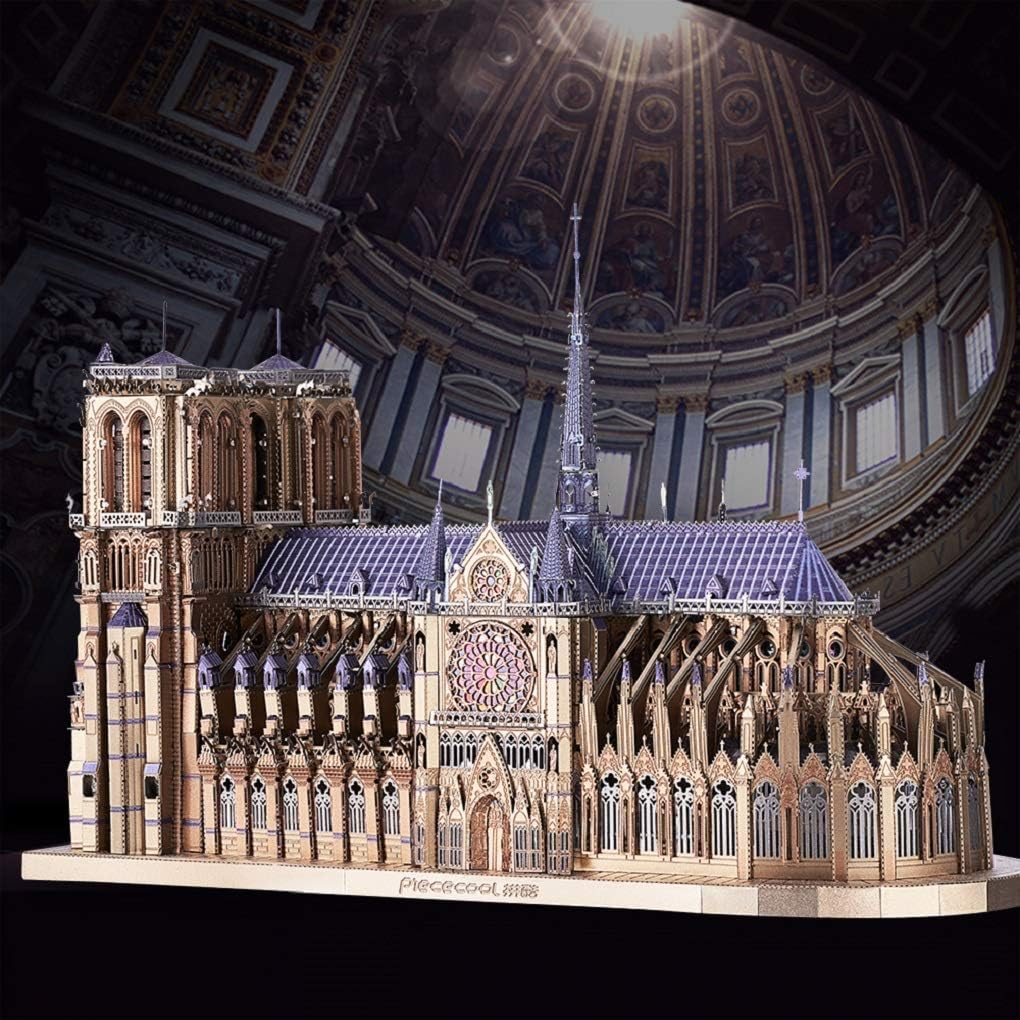 Piececool 3D Metal Puzzles for Adults and Teens, Notre Dame De Paris Church Metal Model Kit, Challenge French Cathedral Brain Teaser Architecture Building Blocks Puzzle Learning Toys, 382 Pcs image number 6