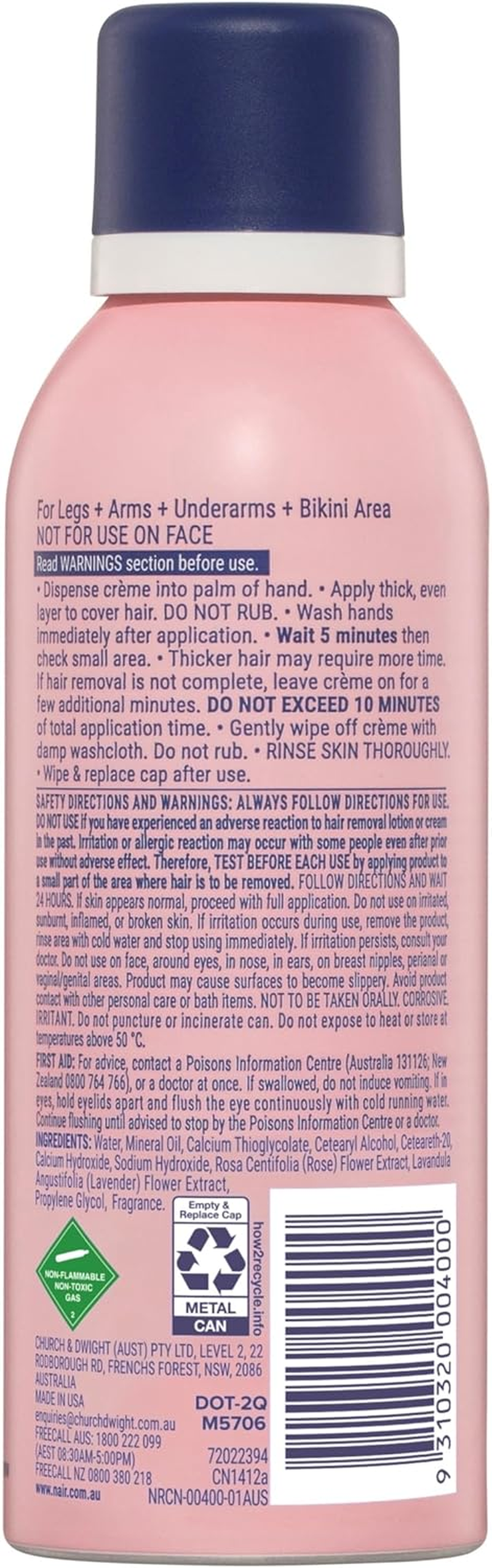 Nair Bladeless Shave Rosewater Hair Removal Cream - Softens and Soothes Skin - Gentle & Razor-Free Hair Remover Cream for Legs, Arms, Underarms and Bikini Area - All Skin Types - 142G