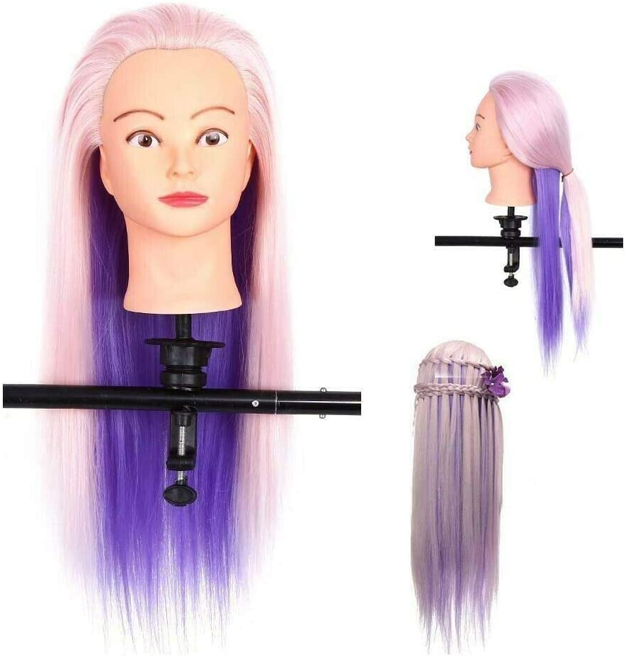 Mannequin Head with Hair 60Cm Hair Manikin Training Head Hair Practice Cosmetology Hair Doll Styling Hairdressing Braiding Heads with Clamp Holder image number 1