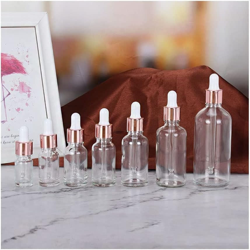 1PCS Transparent Glass Dropper Bottles Aromatherapy Bottles with Rose Gold Cap Reagent Pipettes Bottles,5Ml image number 3