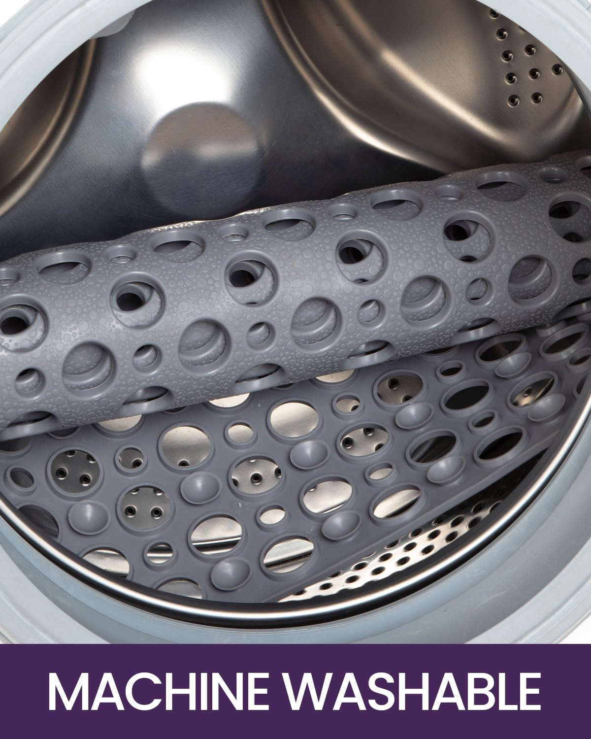 DEXI Shower Bathtub Mat Non Slip 43 X 75 Cm, Soft Bath Floor Mats for Tub with Suction Cups and Drain Holes, Machine Washable, Bathroom Accessories, Grey image number 6