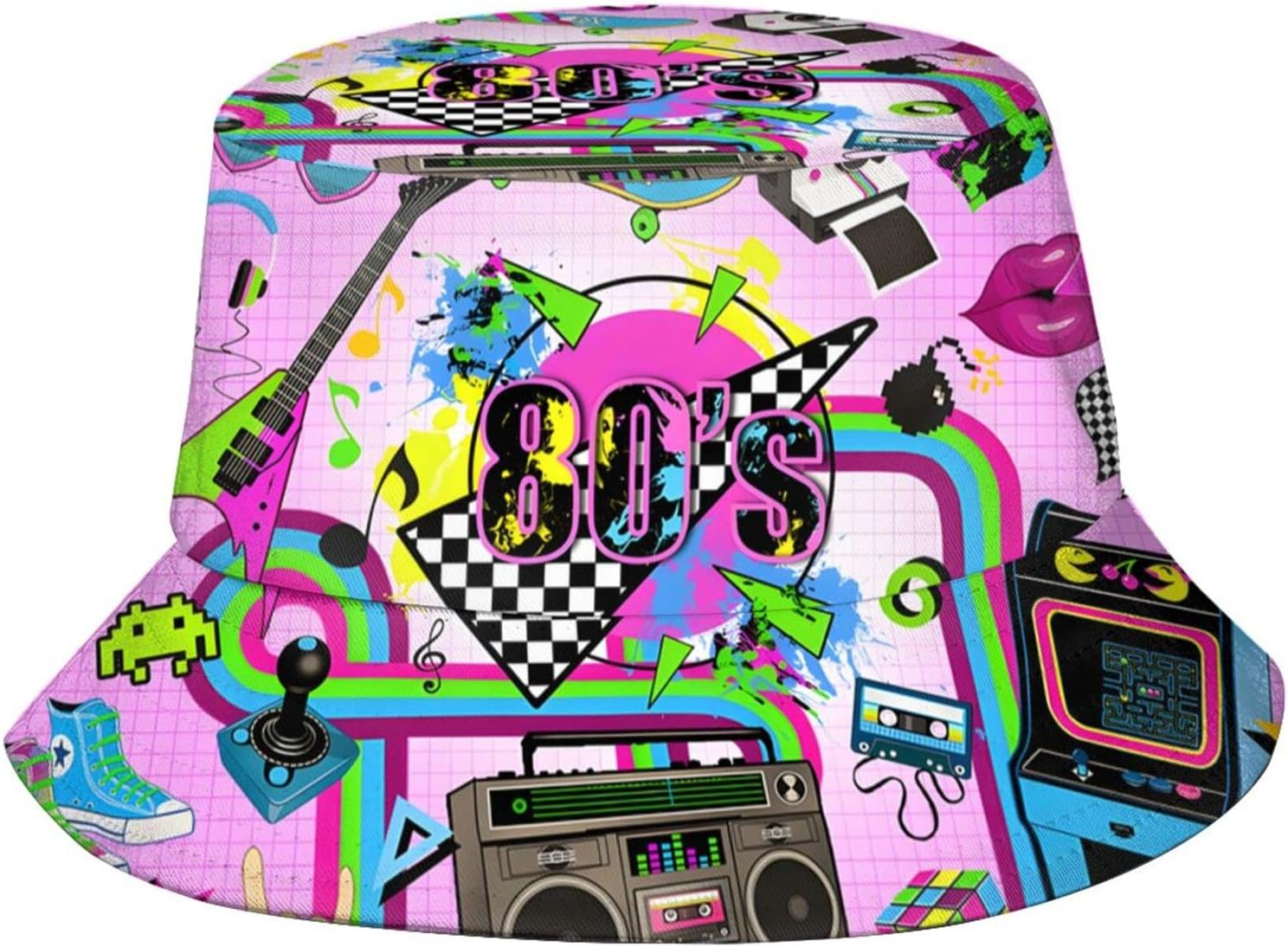 LVGOOKI Funny Retro 80S 90'S Style Design Summer Unisex Reversible Print Bucket Hat - 80S_ 90S 12 image number 4