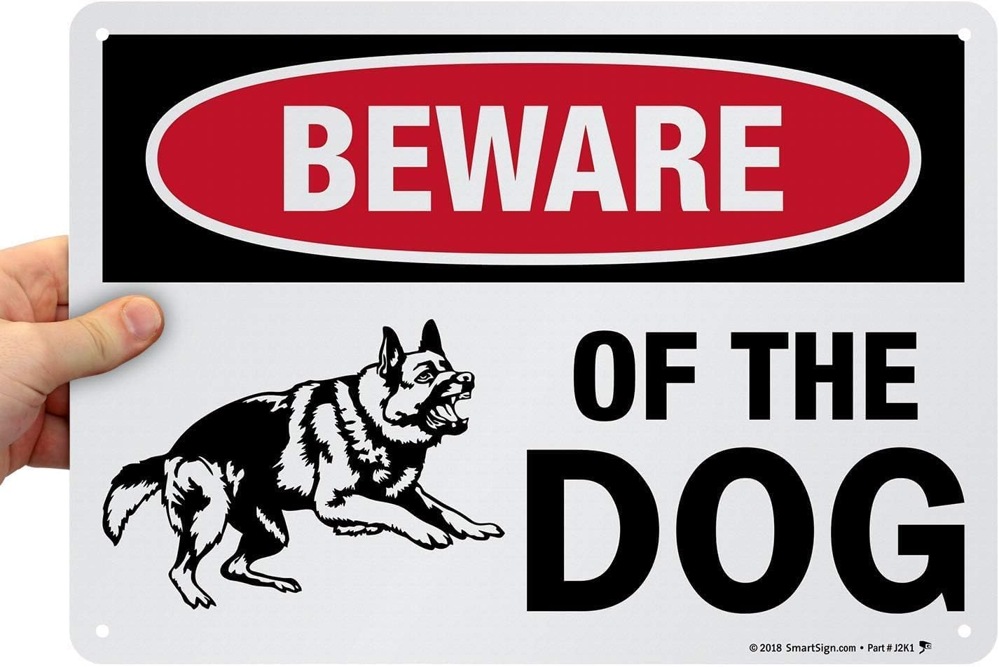 Dog Warning Sign, Beware of the Dog Warning Sign, Reflective, for Fence/Wall Use, Made of Tin, 8 X 12 Inches image number 1