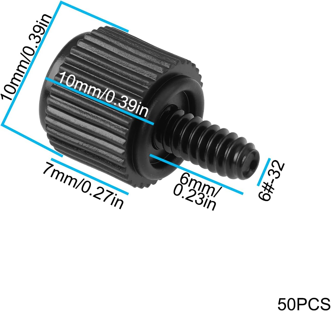 50Pcs 6-32 PC Computer Case Thumb Screws 6X7X10Mm for Computers of Various Brands 6X7X10Mm Black image number 5