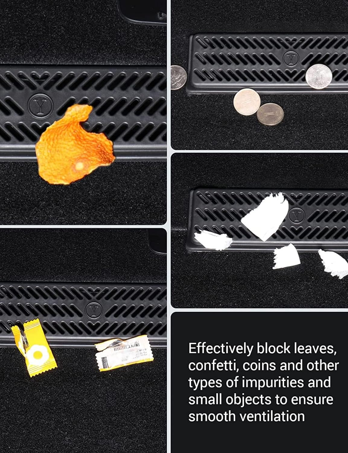 QIOON Tesla Model Y Backseat Air Vent Cover - Air Flow Vent Grille Protectors - Compatible with 2019-2023 - Snap-In Installation - Rear under Seat Air Conditioning Outlet Grille Protection (2 Pack) image number 6