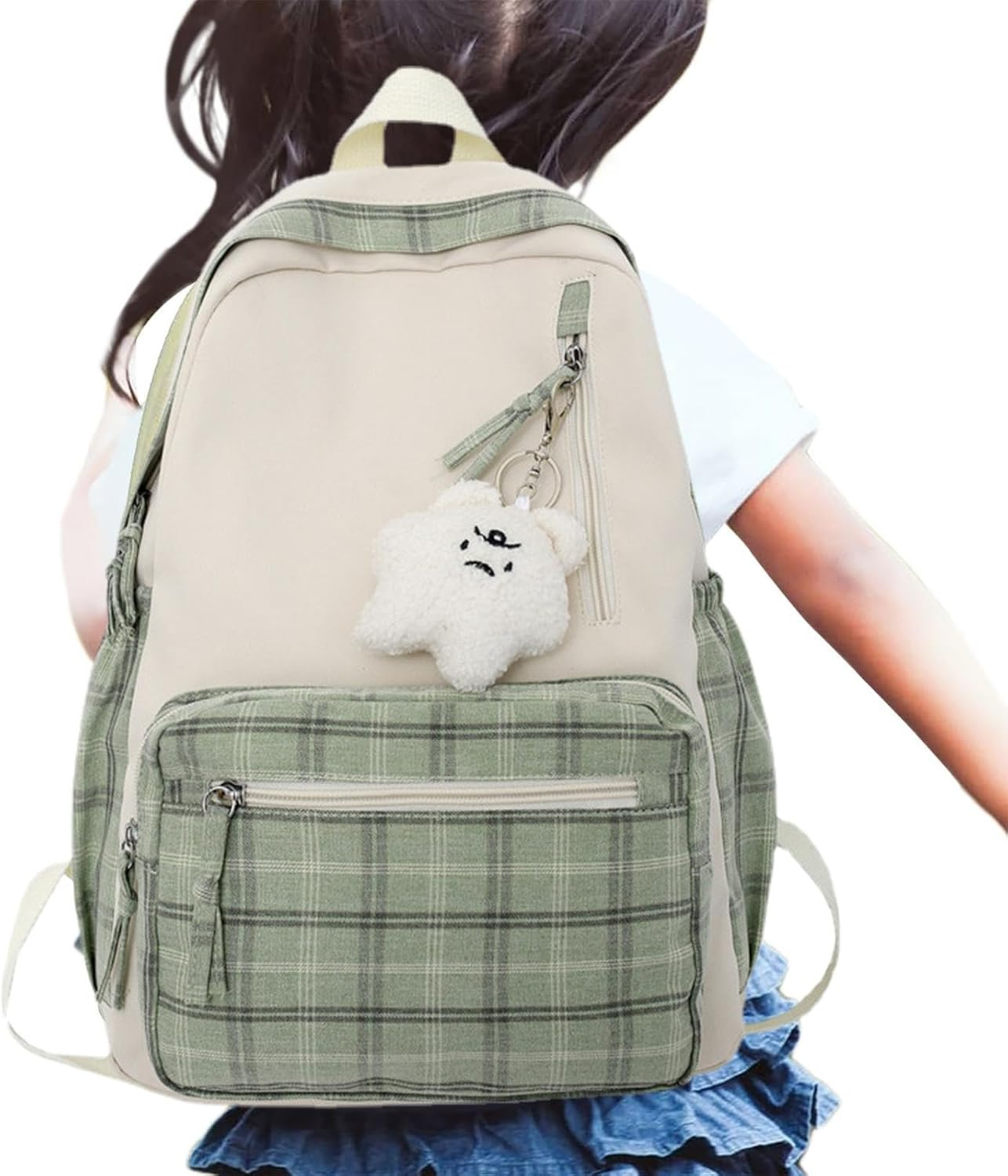 Gupcaqosjw School Bag, School Backpack with Multiple Pockets, Waterproof School Bag, College Laptop Backpacks, Cute College Girls Ladies Travel School Lightweight Casual Daypacks Bag Backpack - Green image number 6