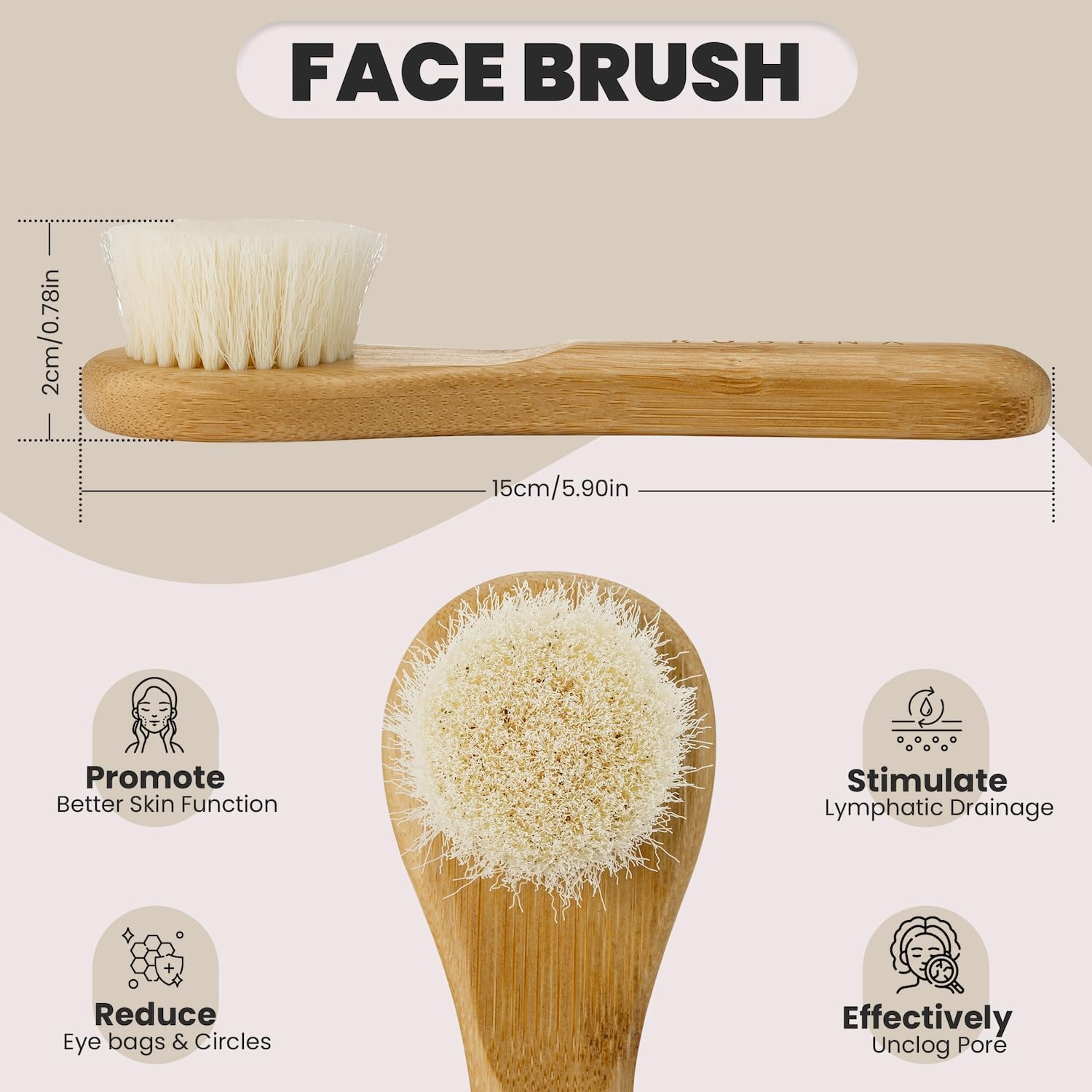 Dry Body Brush + Facial Brush: Exfoliate, Rejuvenate and Restore Lost Luster - 2 Dry Brushes Uniquely Designed for Face and Body -Stimulate Lymphatic Drainage and Minimize Cellulite image number 4