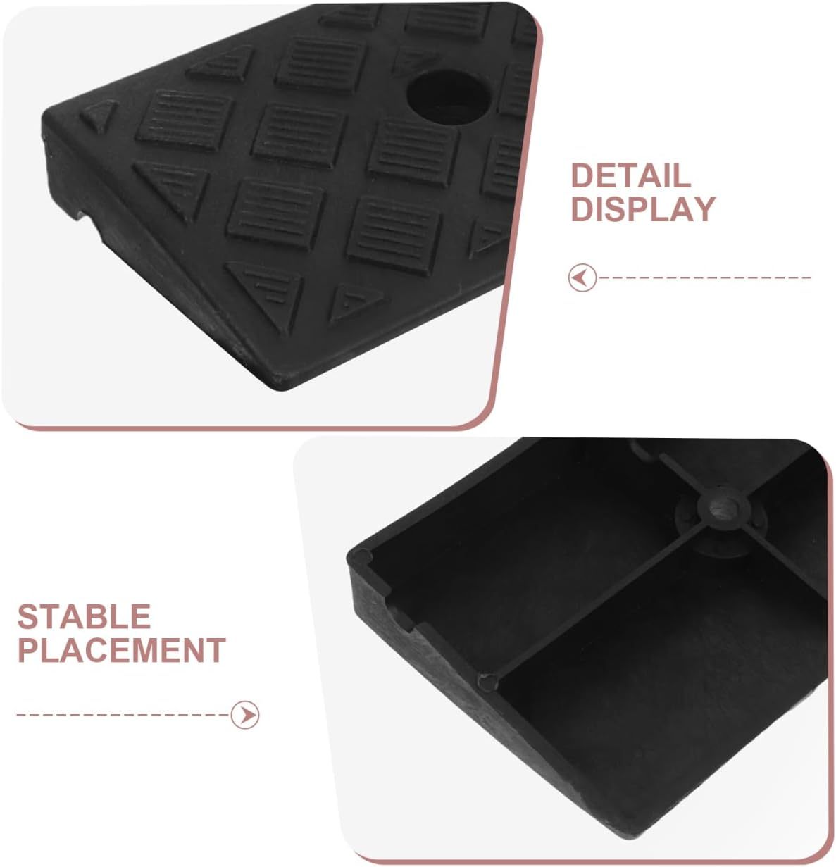 Vaguelly Door Sill Mat 2Pcs Rubber Ramp 2 Inch Height Black Anti-Slip Durable Car Driveway Curb Ramp for Garage Steps Sidewalks Motorcycle Wheelchair image number 4