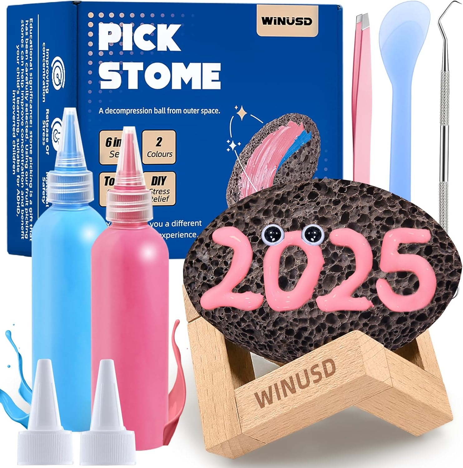 Pick and Peel Stone Kit, Skin Picking Fidget Toys, Picky Pad Stone, 2Pcs Pick Stone Kit for Anxiety Relief, Adult Fidget Toys, Picking Rock, Great Gift for Adults, Mother'S Day White Elephant Gift