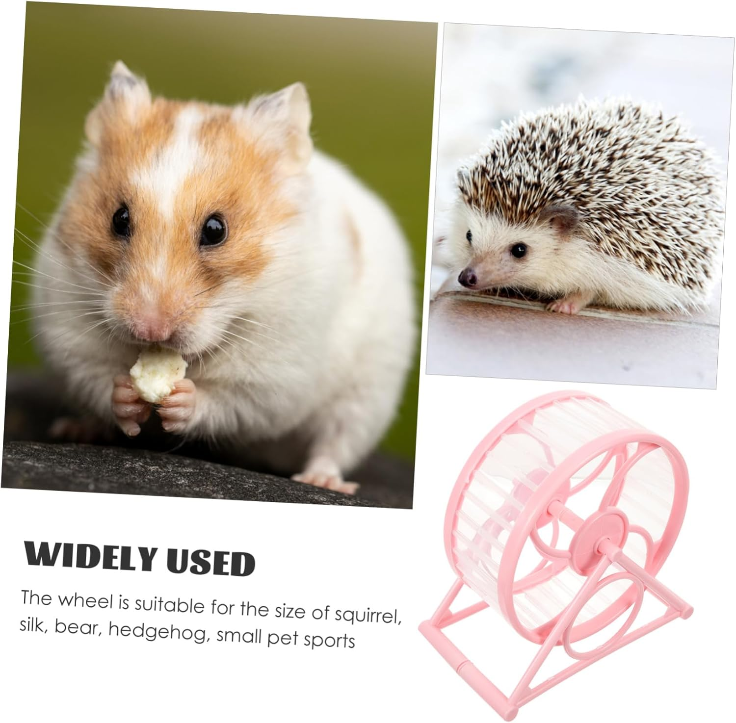 Silent Hamster and Gerbil Running Wheel Stand, Pink Plastic Exercise Wheel for Small Pets like Hedgehogs, Guinea Pigs and Chinchillas, Suitable for Cage Use and Small Animal Play image number 2