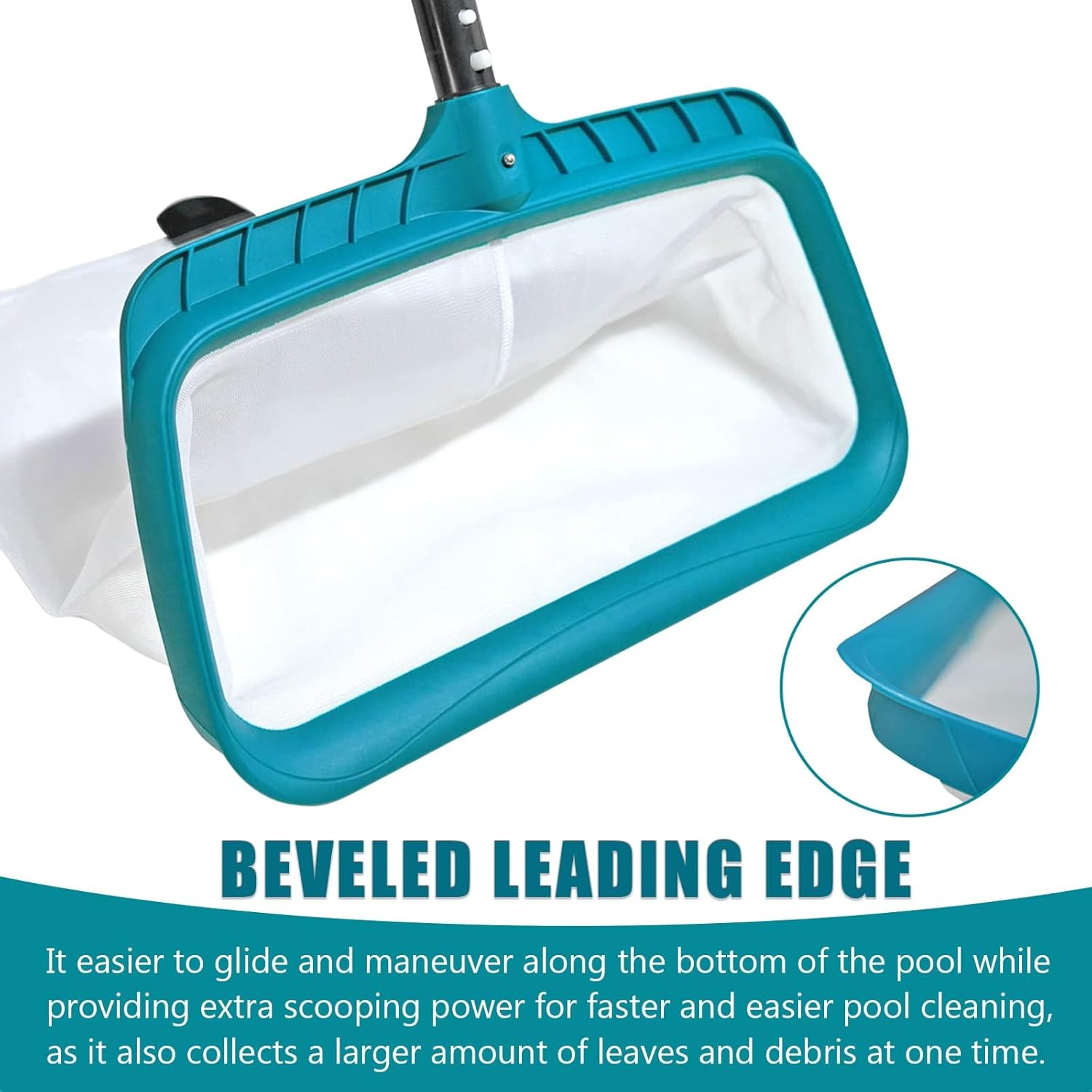 Professional Pool Skimmer Net with Deep Fine Mesh Bag, Heavy Duty Leaf Rake, Easy Scoop Edge, Debris Pickup Removal, Fast Cleaning (Pool Rake) image number 5