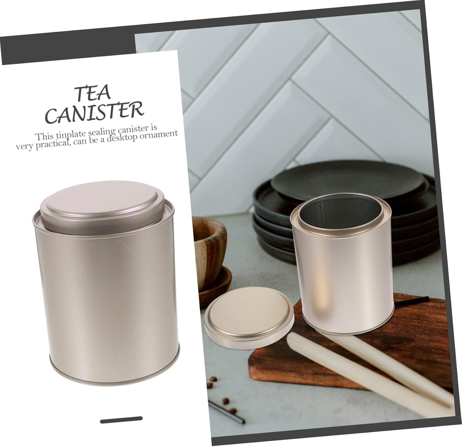 BIUDECO Tea Tin Box for Tea Storage Container Sealing Canister Home Organization image number 3