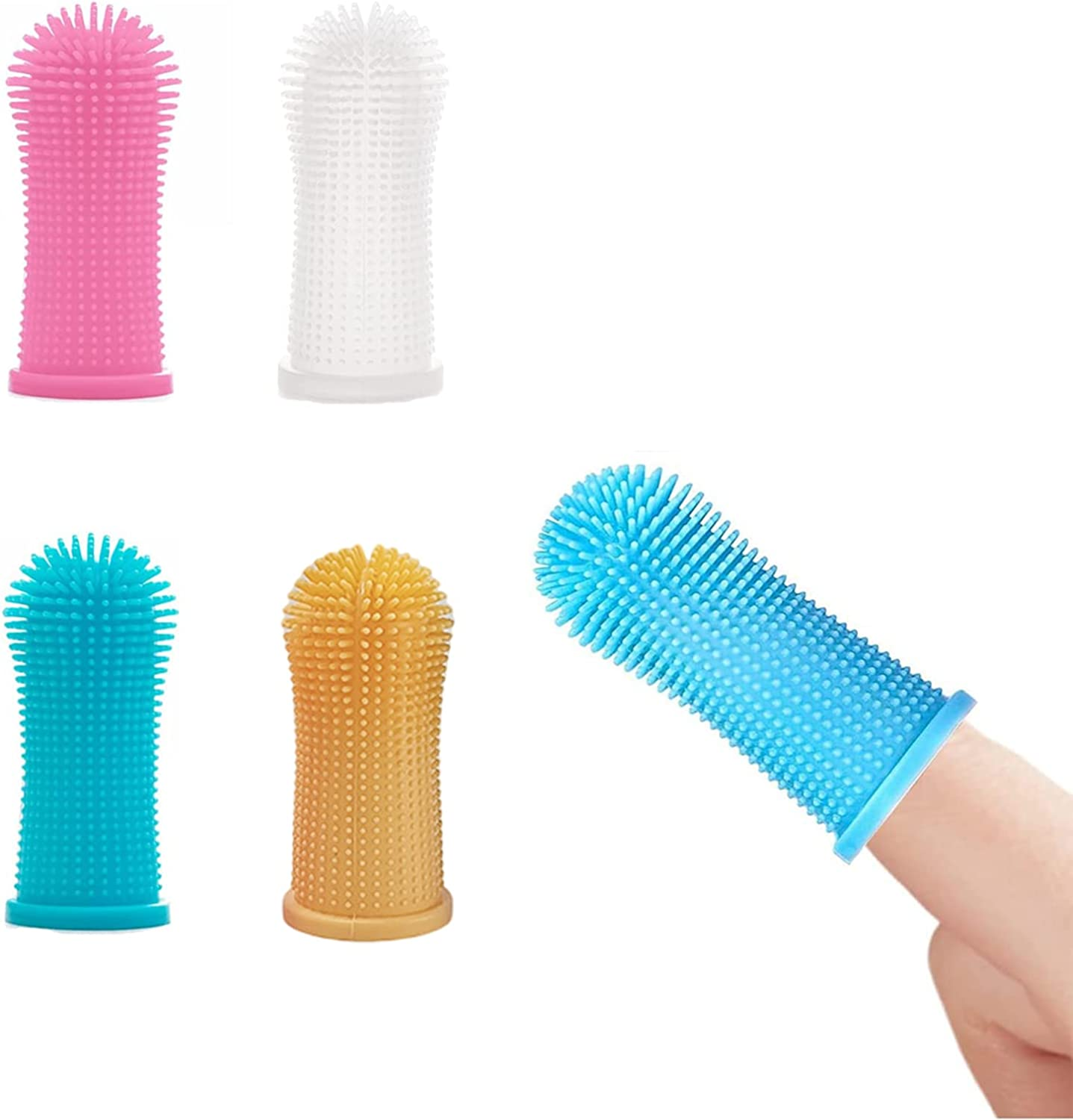4 PCS Pet Toothbrush Kit, Taicols 360&ordm; Pet Fingerbrush, Finger Teeth Brush, Full Surround Bristles for Easy Teeth Cleaning, Dental Care Tool for Puppies, Cats and Small Pets image number 5