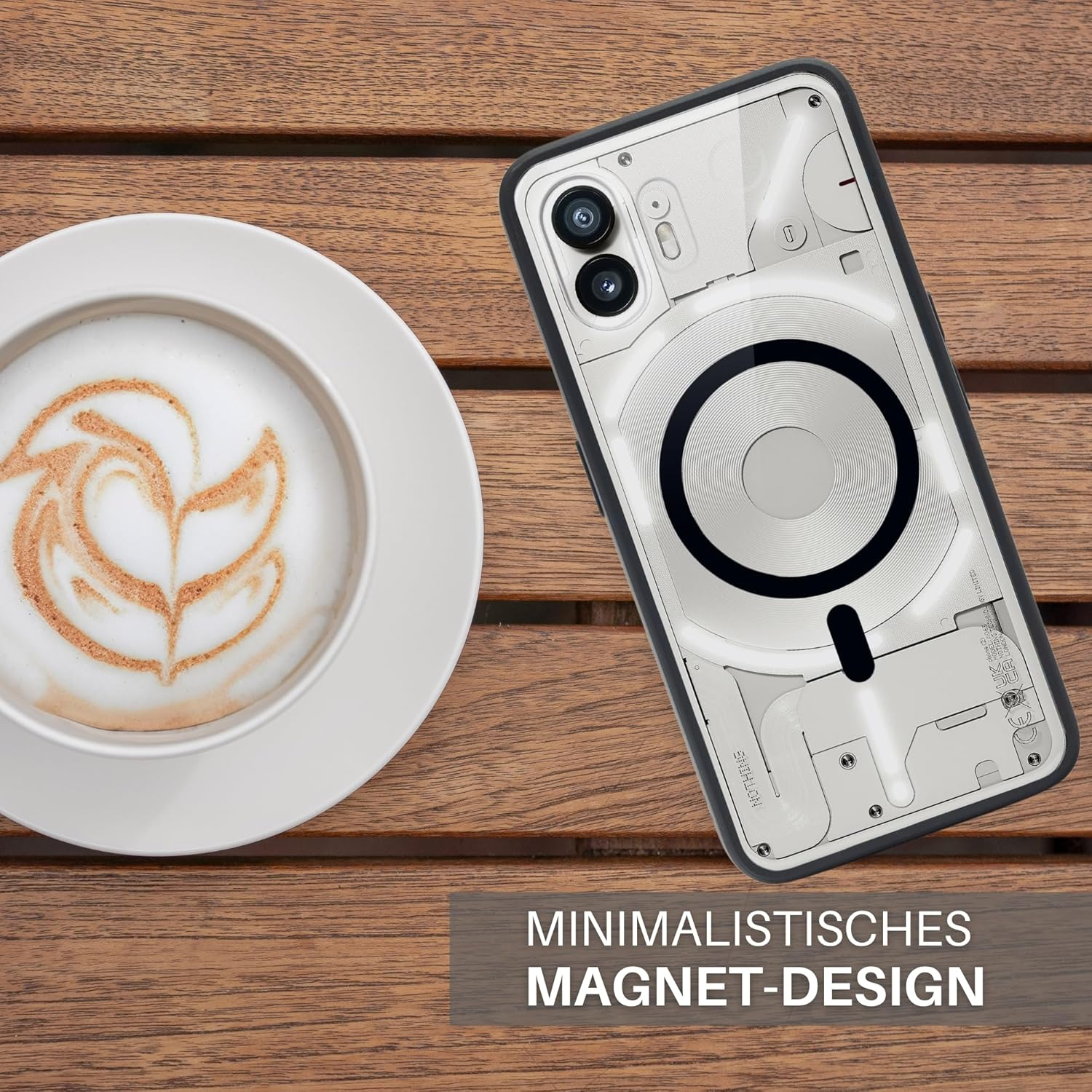 Jprotect Magnetic Case for Nothing Phone 2 - Magsafe Compatible - Black/Transparent - Shockproof - Anti-Yellowing image number 2