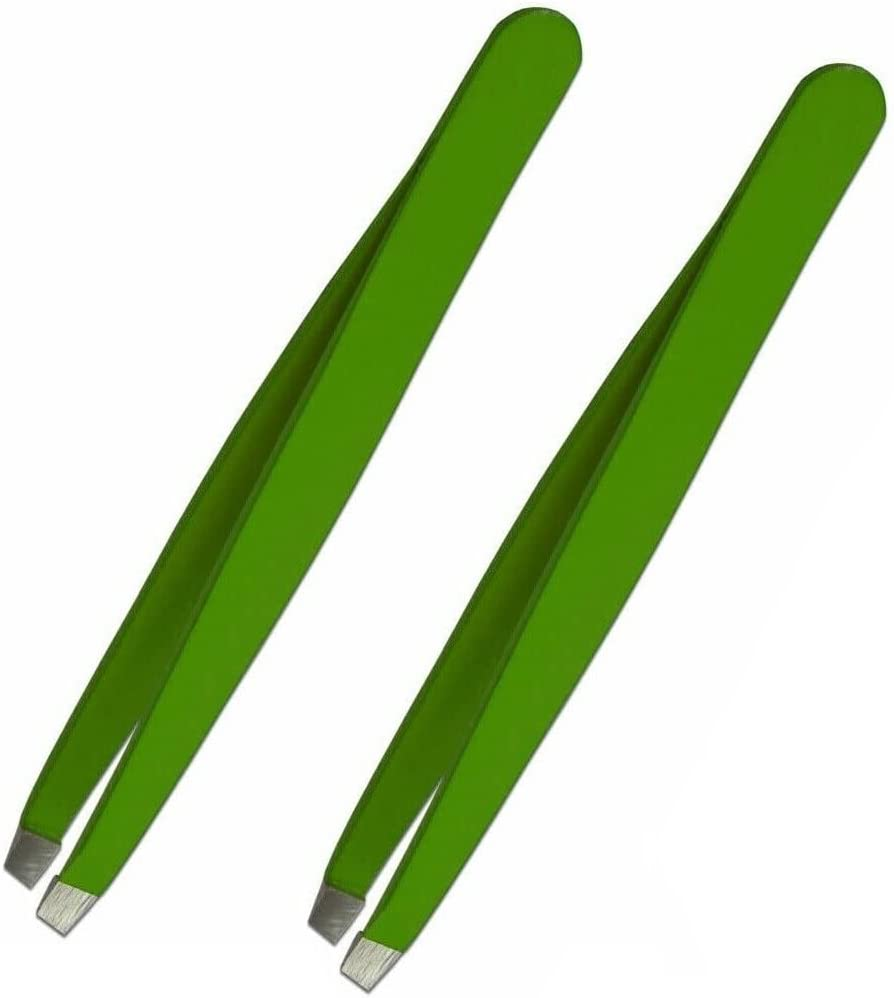 Professional Stainless Steel Eyebrow Tweezers &ndash; Precision Tweezer for Ingrown Facial Hairs &ndash; 2 Pcs Pack by DMX INTL (Red)