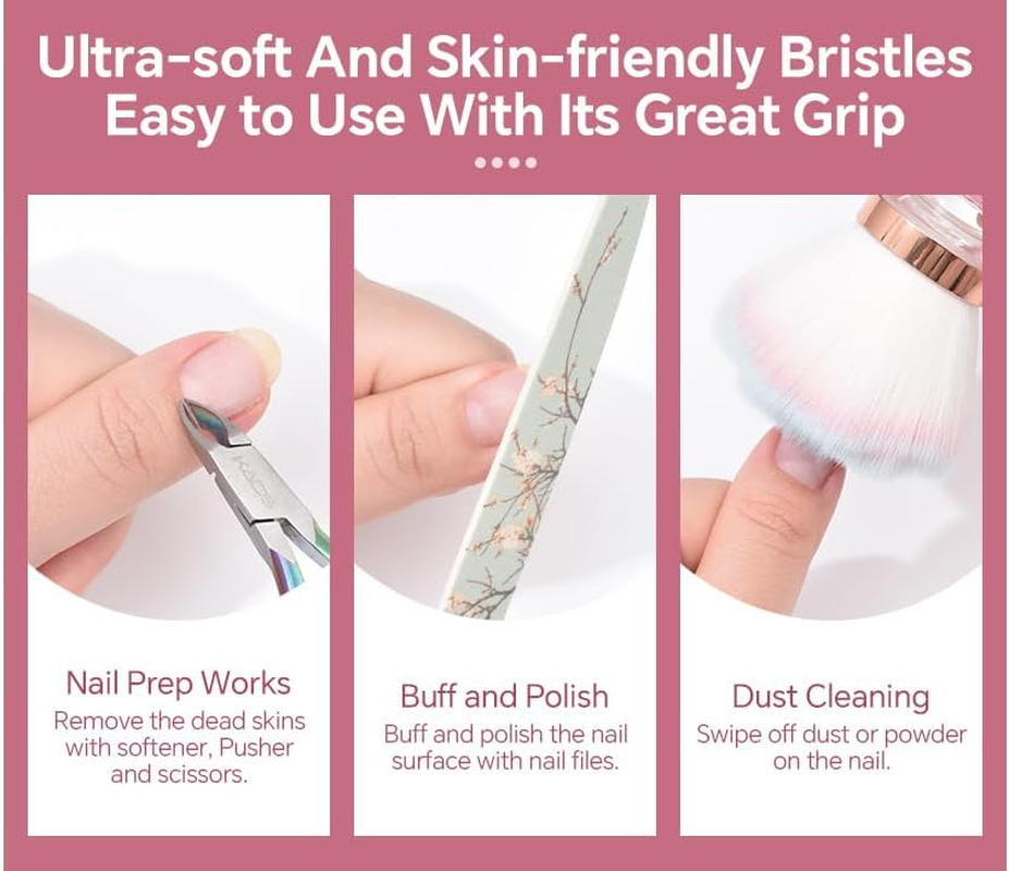 Rolabling Nail Dust Brush Nail Art Dust Cleaner for Acrylic Nails Dust Brush for Nails Nail Art Manicure Dust Cleaner Brush for Nail Clipping Cleaning Makeup Brush Tools (8) image number 3