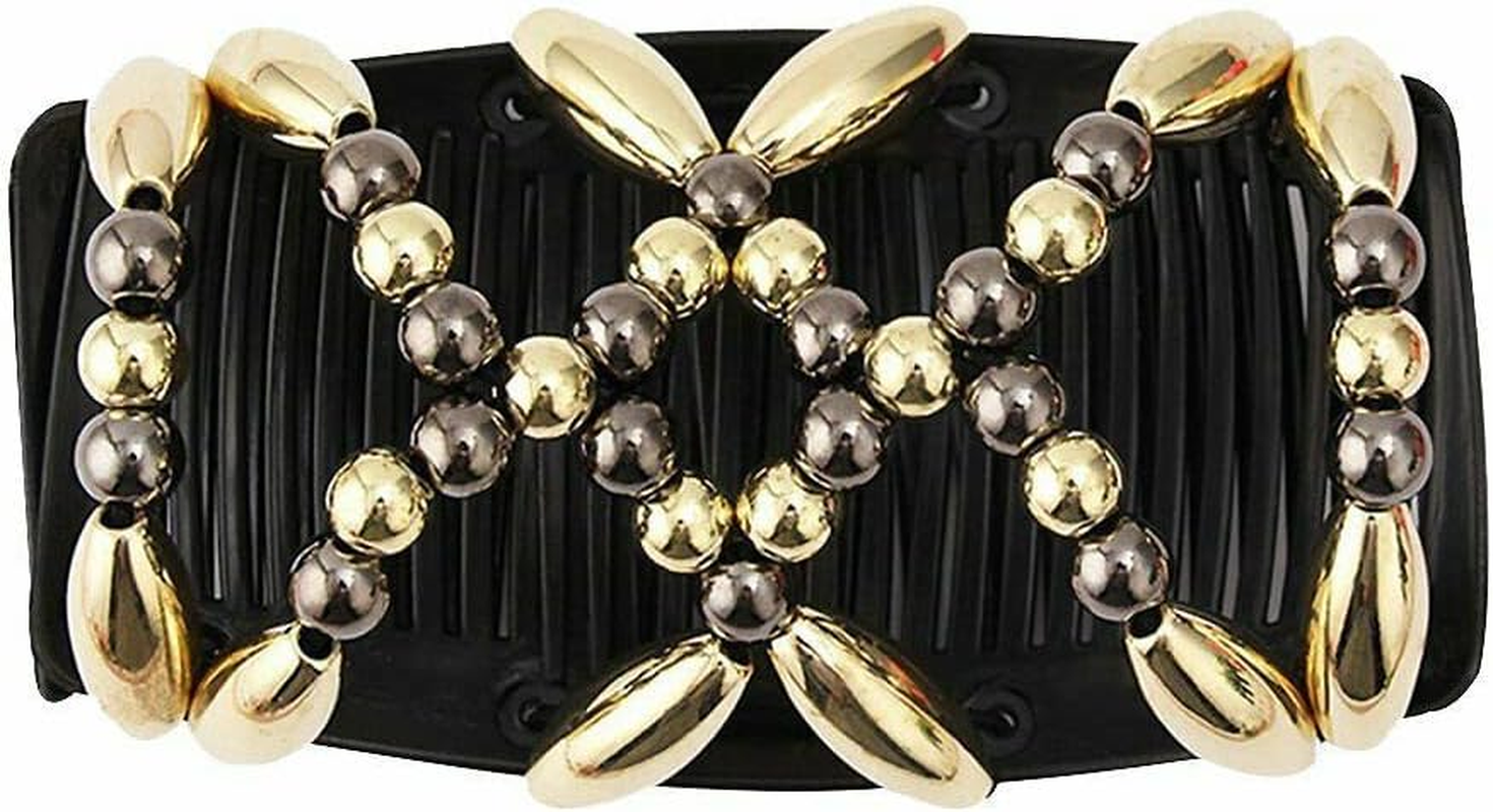 Beaded Stretchy Easy Magic Hair Comb Elastic Double Hair Clip Hair Accessories (White)