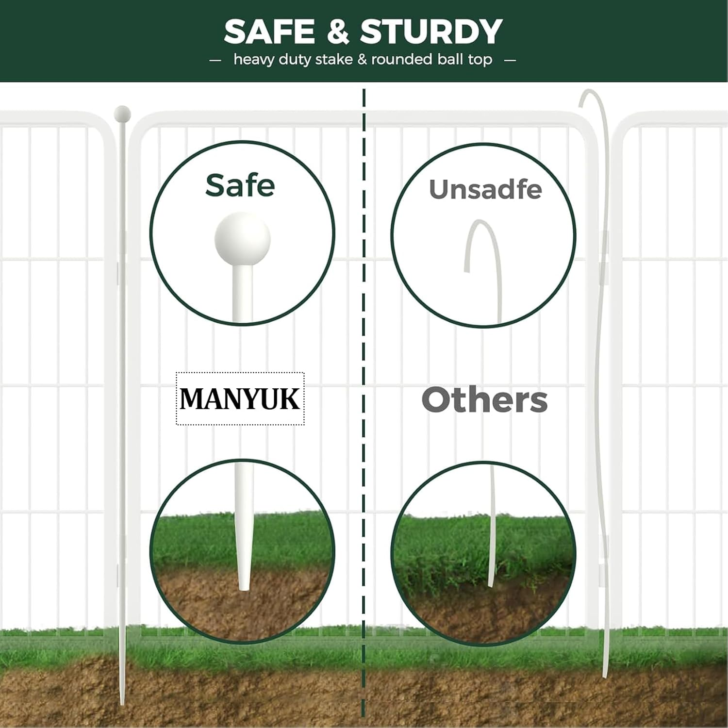 White Dog Playpen, Metal Exercise Pet Playpen for Yard RV Camping, 81Cm Height, 8 Panels Fence