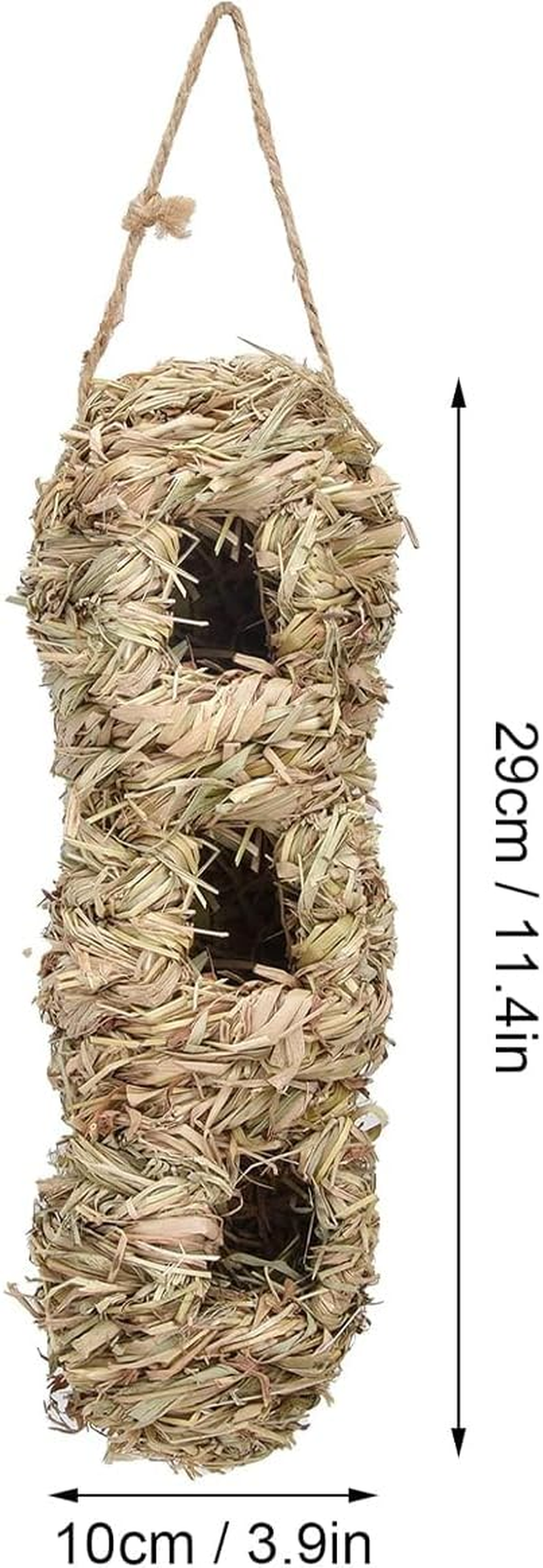 AIMALL Handwoven Hanging Hummingbird House 3.9X11.4 Inch Natural Hay Peanut Shape Bird Nest for Outdoor Garden Tree Porch Decor Shelter for Small Birds image number 4