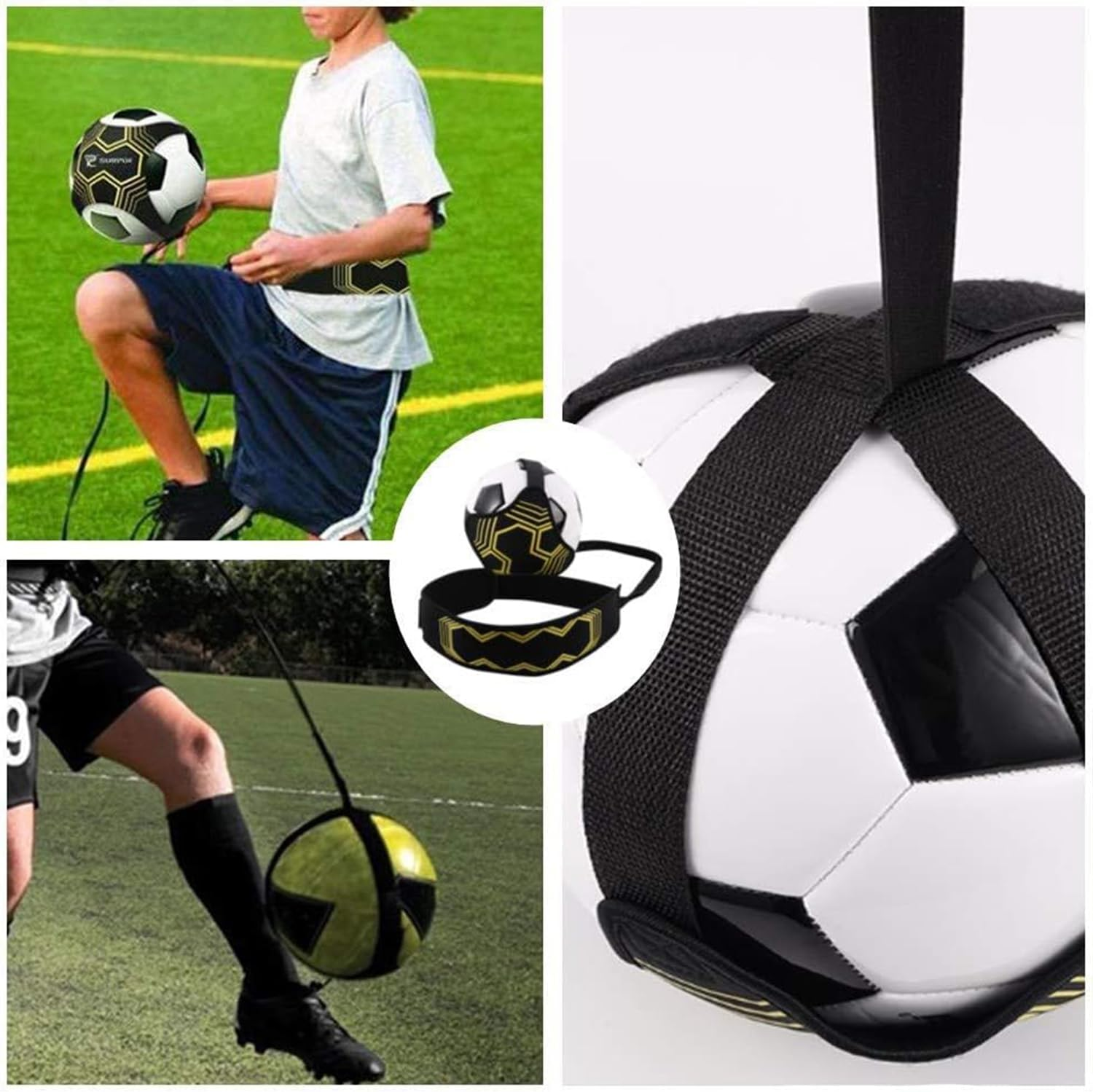 Soccer Training Equipment Set, Football Kick Trainer with Belt and Agility Training Mat, Solo Skill Practice Aid for Kids & Adults, Soccer Training Belt for Footwork, Passing & Shooting image number 2