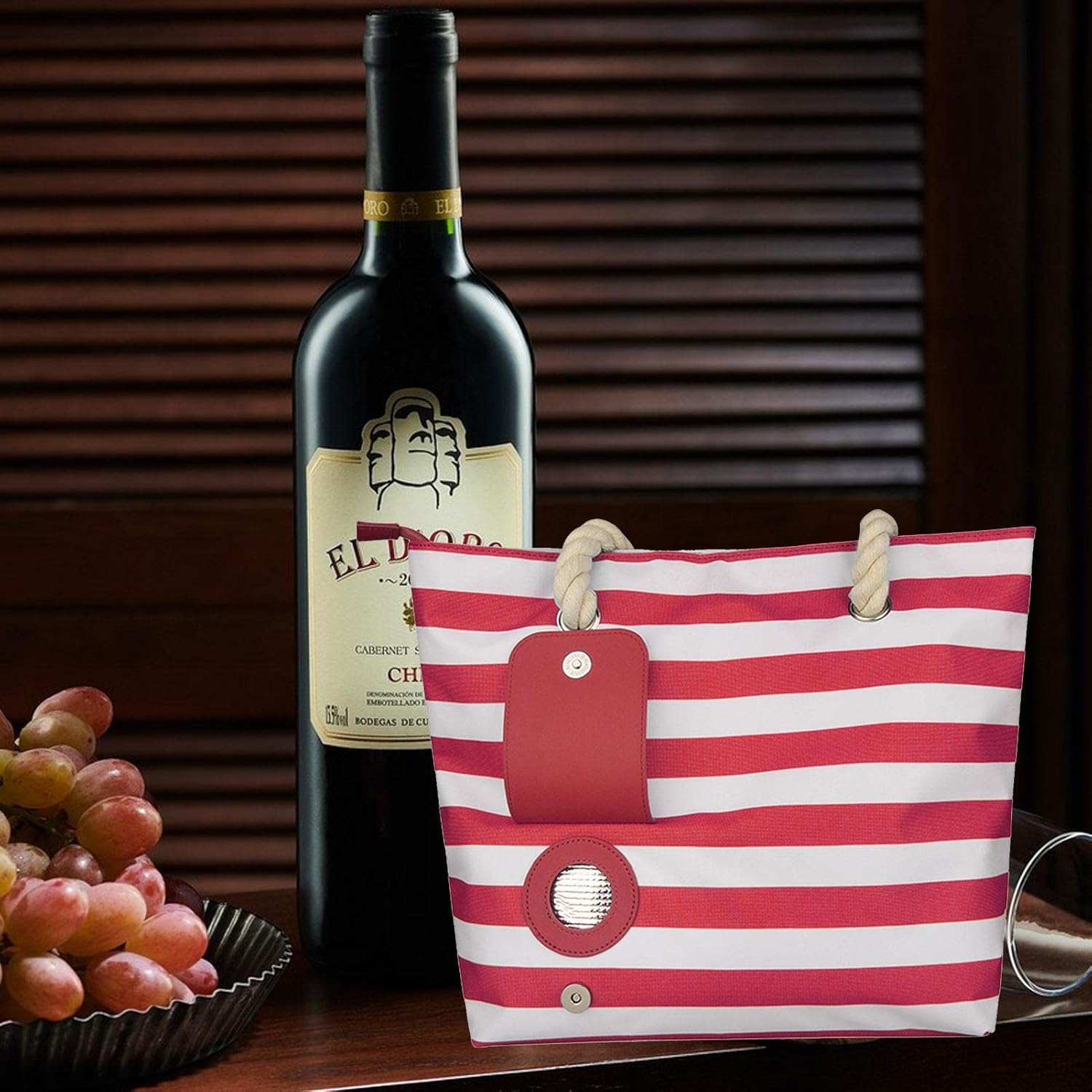 Kaxenig Wine Purse Carry Bag, Wine Bag with Concealed Dispenser, Picnic Bag with Leak-Proof and Insulated Compartment, Insulated Cooler Bag with Pourer That Holds 2 Bottles of Wine image number 3