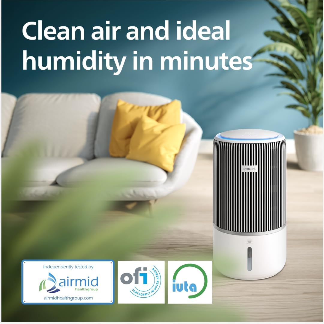 Philips 3400 Series 2-In-1 Air Purifier and Humidifier, HEPA Nanoprotect + Active Carbon Filter, Hygienic Humidification at 650Ml/H, CADR 300M&sup3;/H for 78M&sup2; (AC3420/10) image number 6
