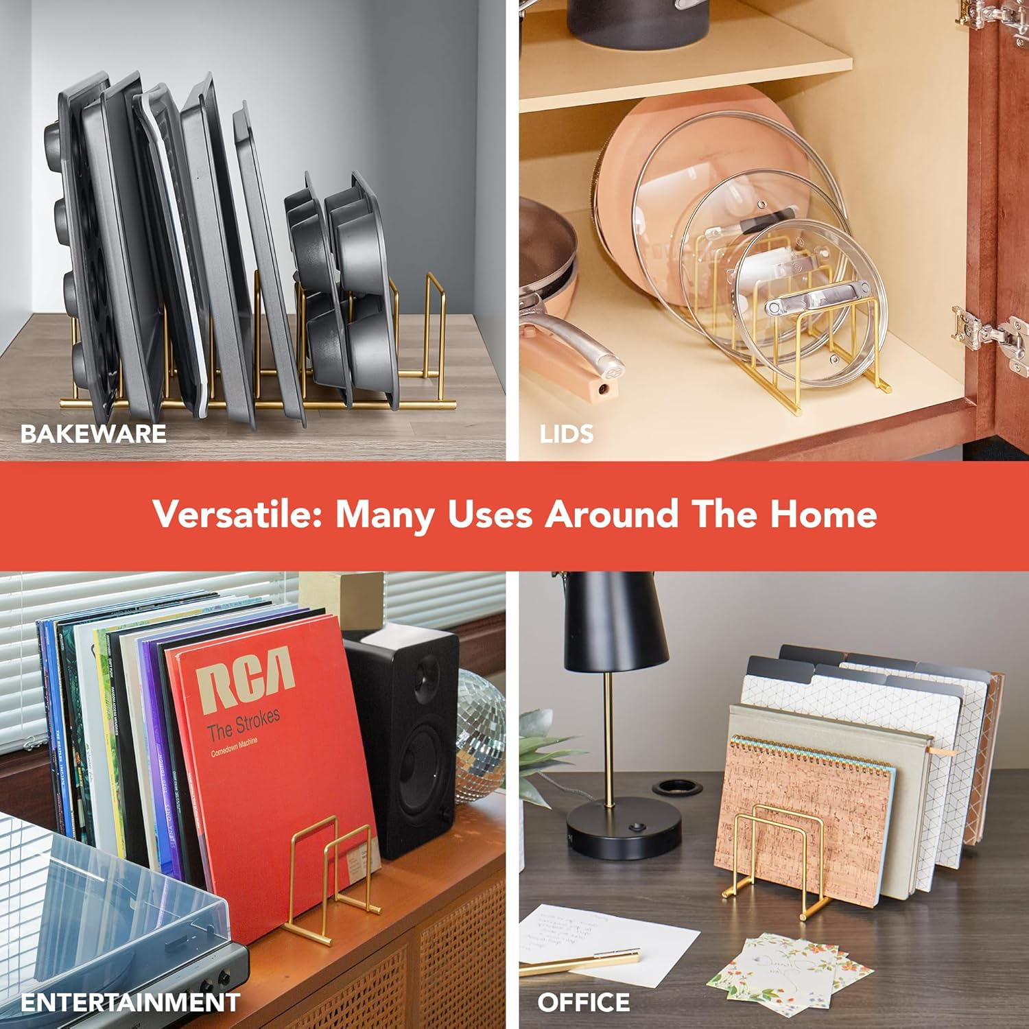 Spectrum Diversified 32078 Euro Lid Organizer, Plate Rack, Lid Holder, Square, Satin Nickel image number 6