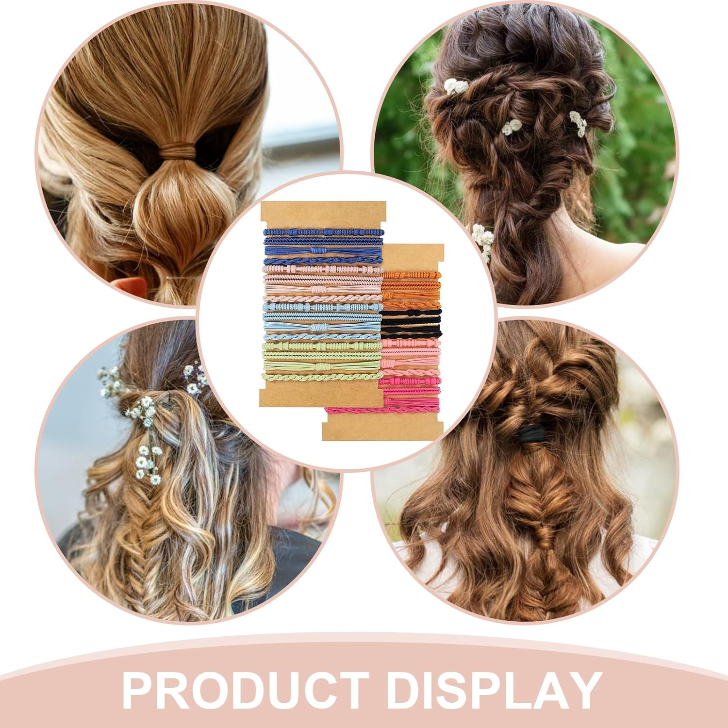 Evadollina Hair Ties Ladies, 32 Pieces Hair Accessories, Hair Ties, Bohemian Colourful Headbands, Scrunchies, Hair Tie Bracelet, Hair Accessories Ladies, Christmas image number 6