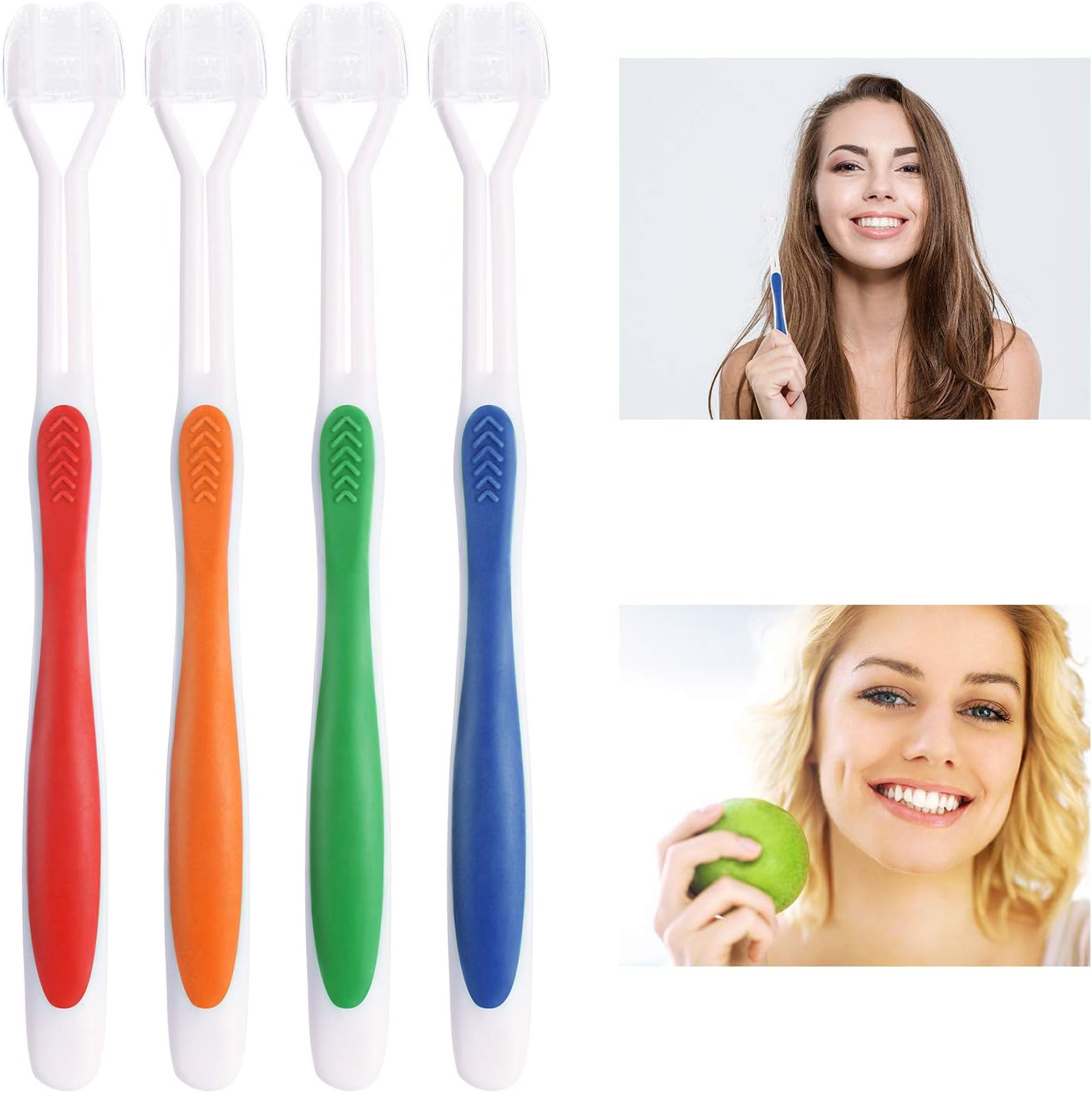 Boao 16 Pieces Three Sided Toothbrush Autism Bristle Travel Toothbrush for Kids Complete Teeth Great Angle Bristles to Clean Each Tooth,Gentle/Soft (Green, Blue, Yellow, Red) image number 3