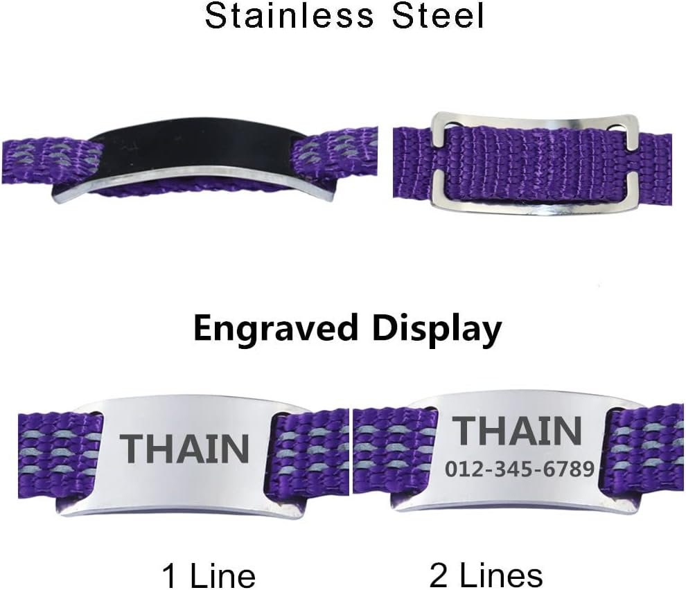 THAIN Personalized Cat Collar with Name Tag Engraved Custom Cat Id Tag Slide-On Reflective Cat Collar Breakaway with Bell for Girls & Boys,2 Pack(Paw Print Pink+Paw Print Pink) image number 2