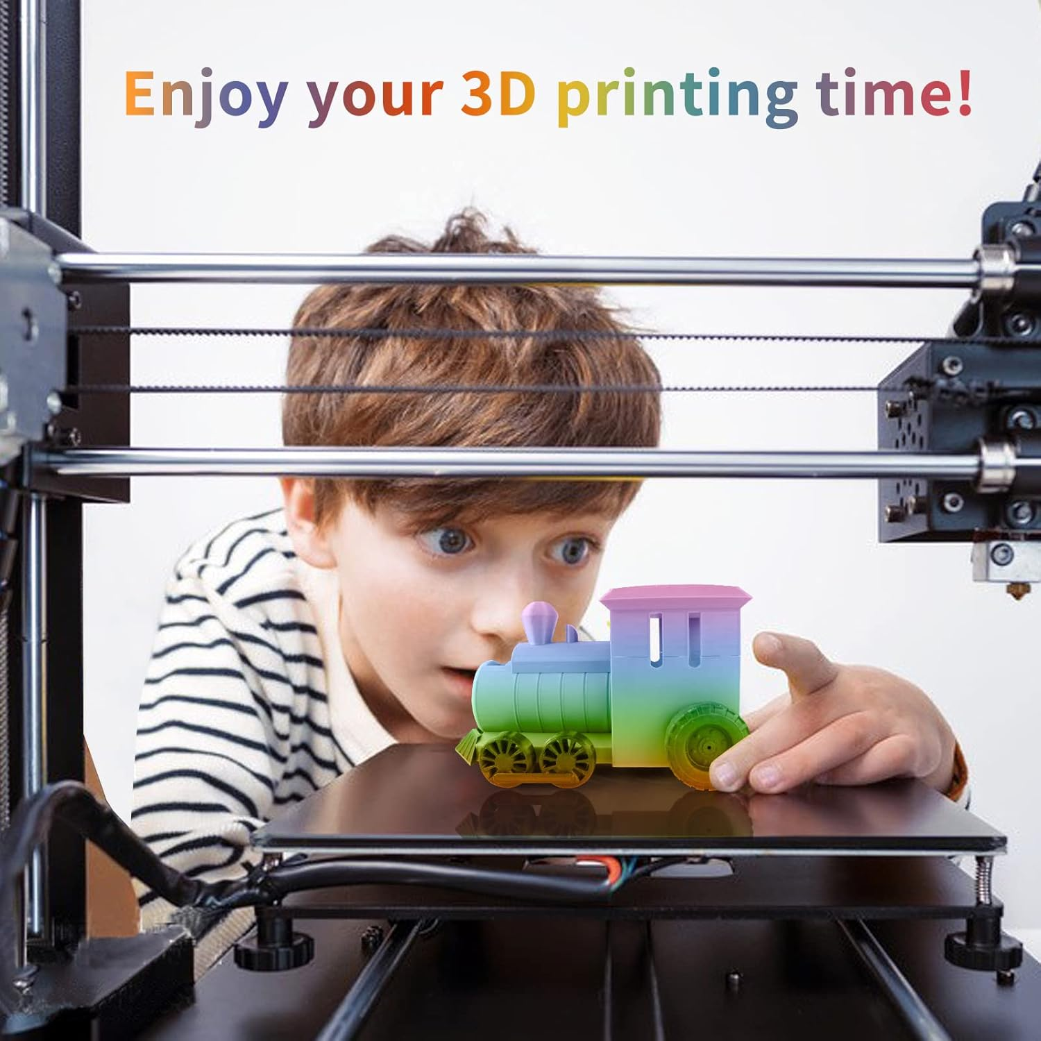 Isanmate 3D Printer Filament Rainbow Filament, 1.75Mm Multicolor Gradient Filament, Smooth Printing with Dimensional Accuracy &plusmn;0.02Mm, 1KG Spool for FDM 3D Printers - Rainbow Pla+ image number 3