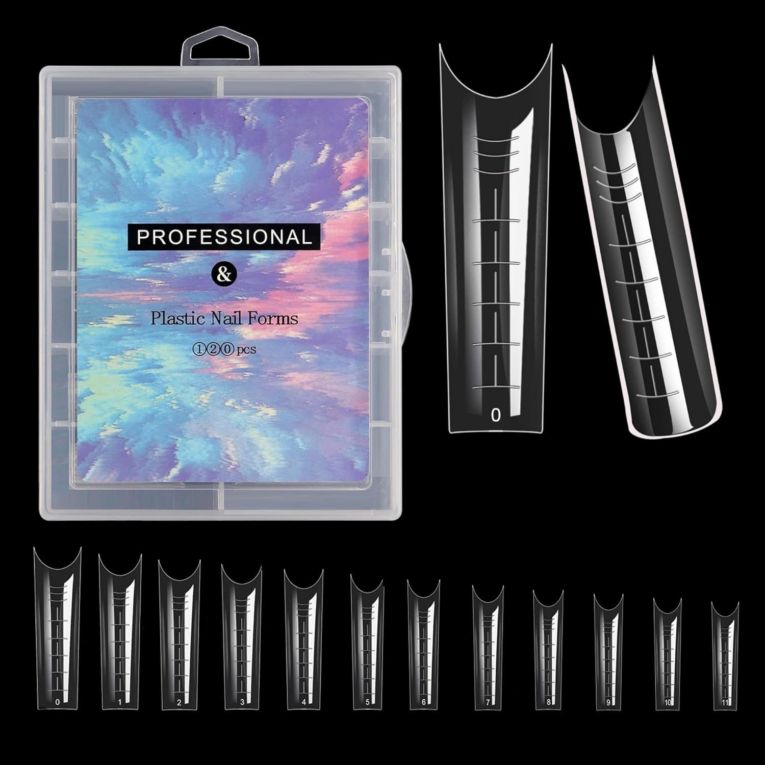 120Pcs Clear Nail Forms for Extension Reusable Full Cover Nail Mold W Scale Variety Sizes Transparent Nail Forms for UV Gel Acrylic Nail Art Salon Home Use 01 image number 5