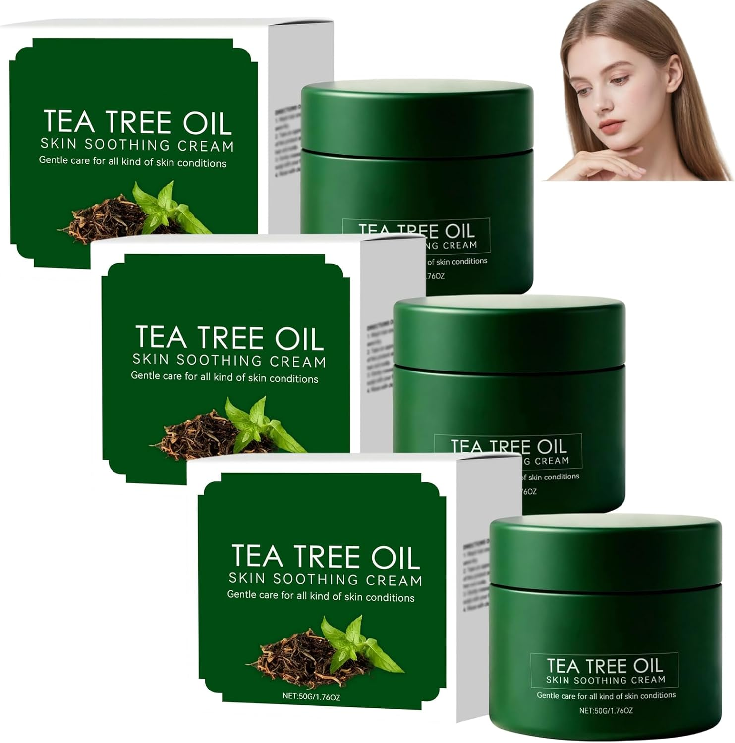 Tea Tree Oil Care Cream, Moisturizer for Dry Skin, Soothing & Hydrating Skin, Brightening, Fast Absorbing Body Cream for Women and Men, Gentle Care, Non Irritating (1Pcs)