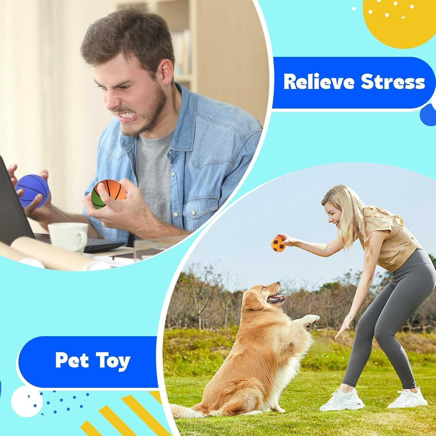 6 Pcs Rubber Bouncy Handball Bulk for Girls Boys, Mini Basketball & Football Bouncy Balls Party Favors for Outdoor Games, Playground Skip Hand Ball for Party Bag Fillers Gifts image number 1