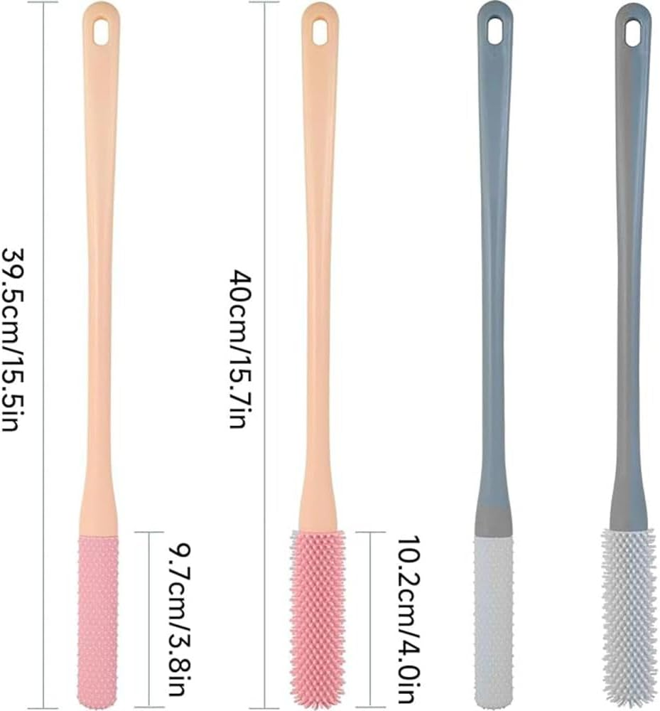 2PC Toe Gaps Cleaning Brush,Foot Brush for Shower with Long Handle,No Bending to Remove the Dead Skin of the Feet, Suitable for the Elderly, Pregnant Women (Pink) - Pink image number 4