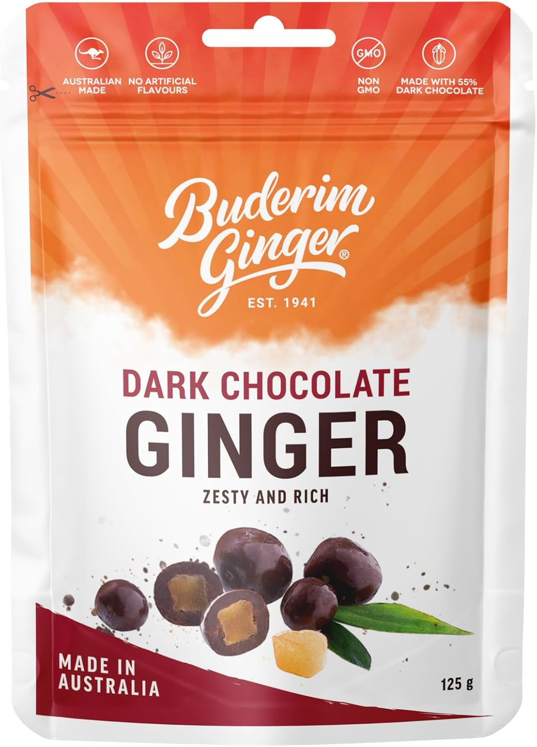 Buderim Ginger Ginger Dark Chocolate 125G image number 4