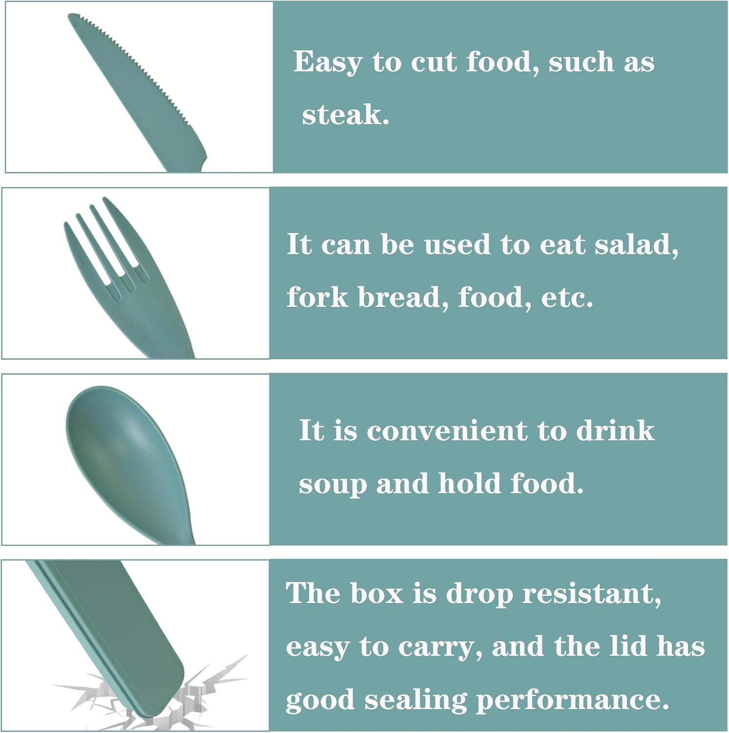 Large Reusable Utensils Set with Case, 2 Sets Portable Cutlery Set for Adults, Travel Fork Spoon Knife for Camping Work Picnic