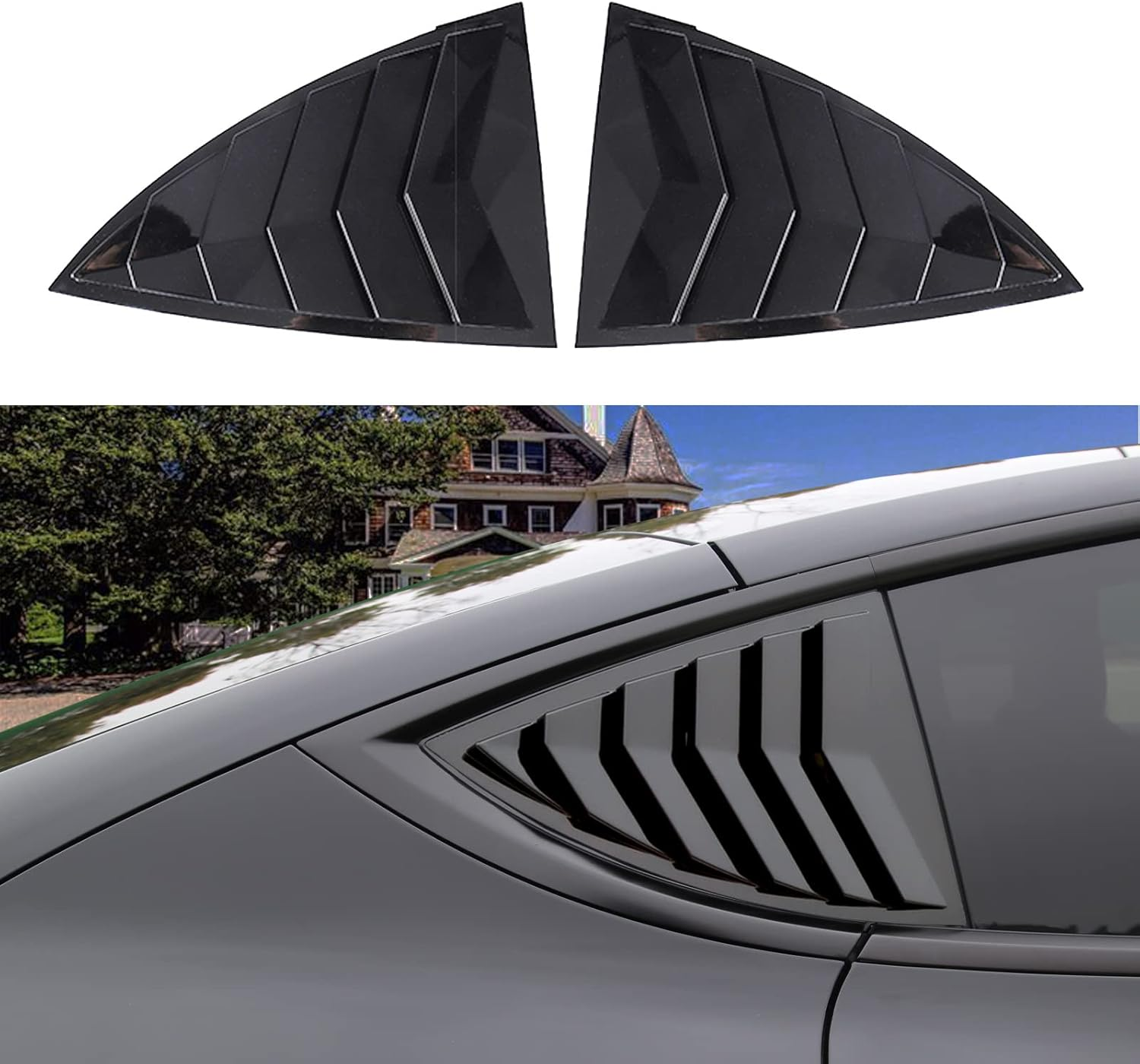 YHCDSEA for Model Y Side Window Louver Cover Sport Style for Tesla Model Y 2021 2022 2023 2024 2025 2026 Accessories (Glossy Carbon Fiber Pattern)